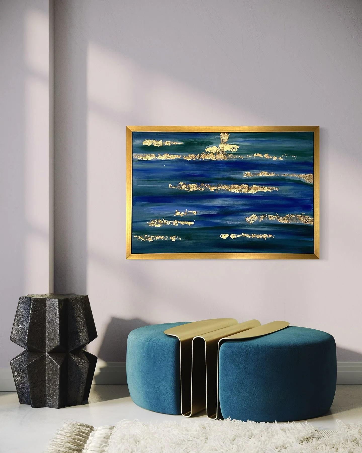 ✨ GOLD IN OCEAN - 2 ✨ Available for Sale

A blend of deep blues and radiant gold, Gold in Ocean - 2, captures the movement of water and the beauty of light reflecting on its surface. The textured layers of sand and gold leaf create a dynamic, ever-ch