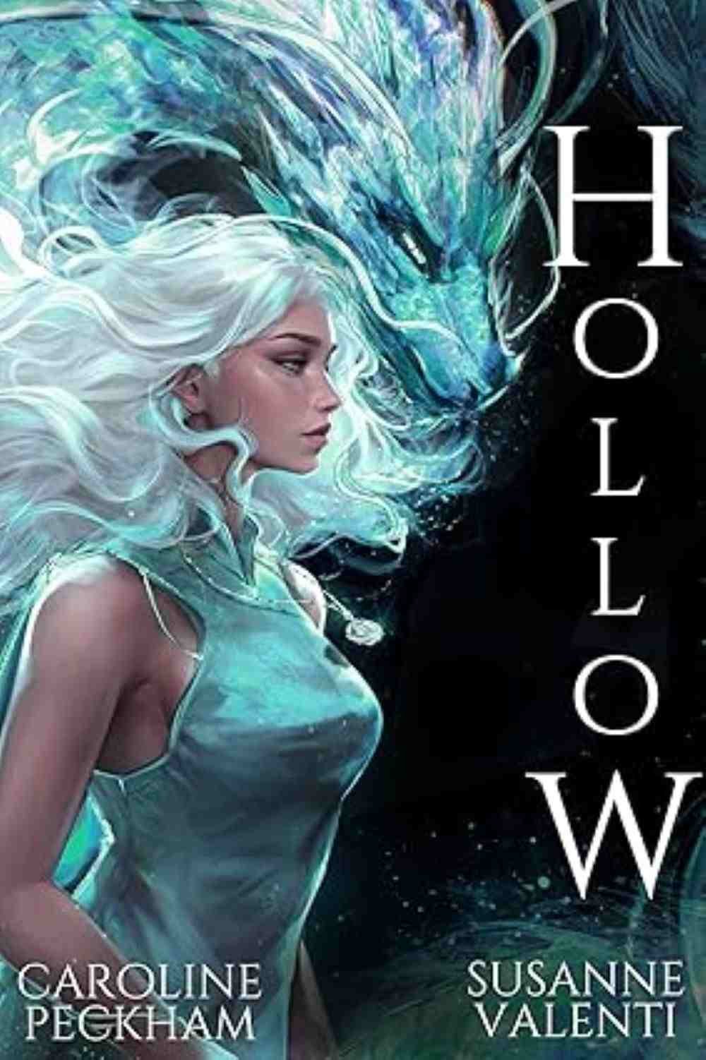 Hollow by Peckham & Valenti book cover featuring a dark fantasy romantasy design set in a brutal world of deadly quests, forbidden love, and dangerous magic