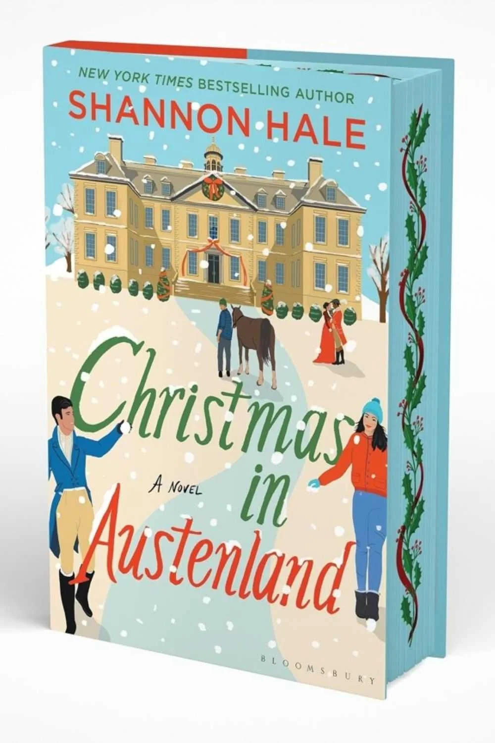 Deluxe hardcover edition graphic for the 2026 holiday romance Christmas in Austenland by Shannon Hale