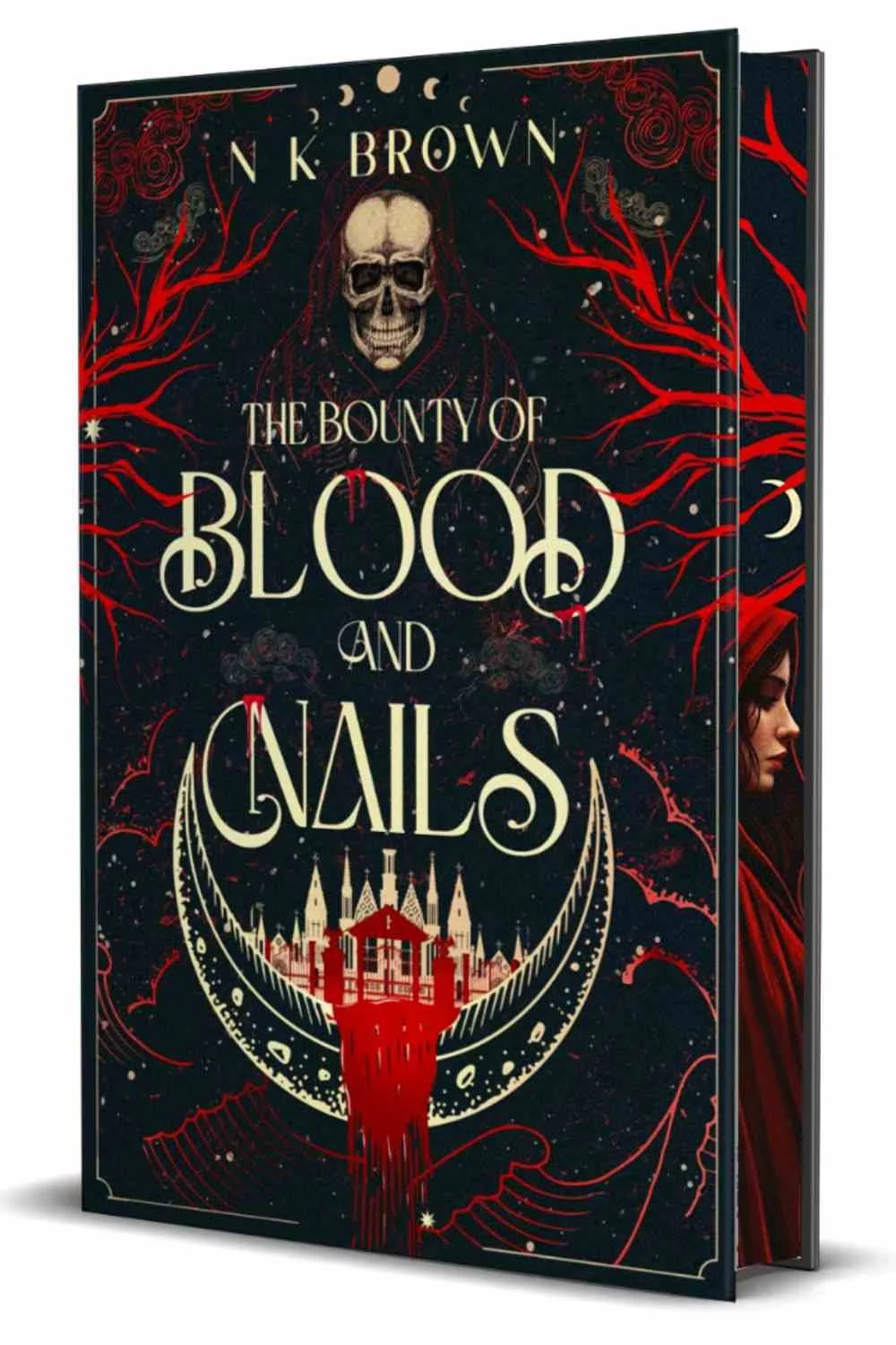 Deluxe hardcover graphic for the dark fantasy romance The Bounty of Blood and Nails by NK Brown