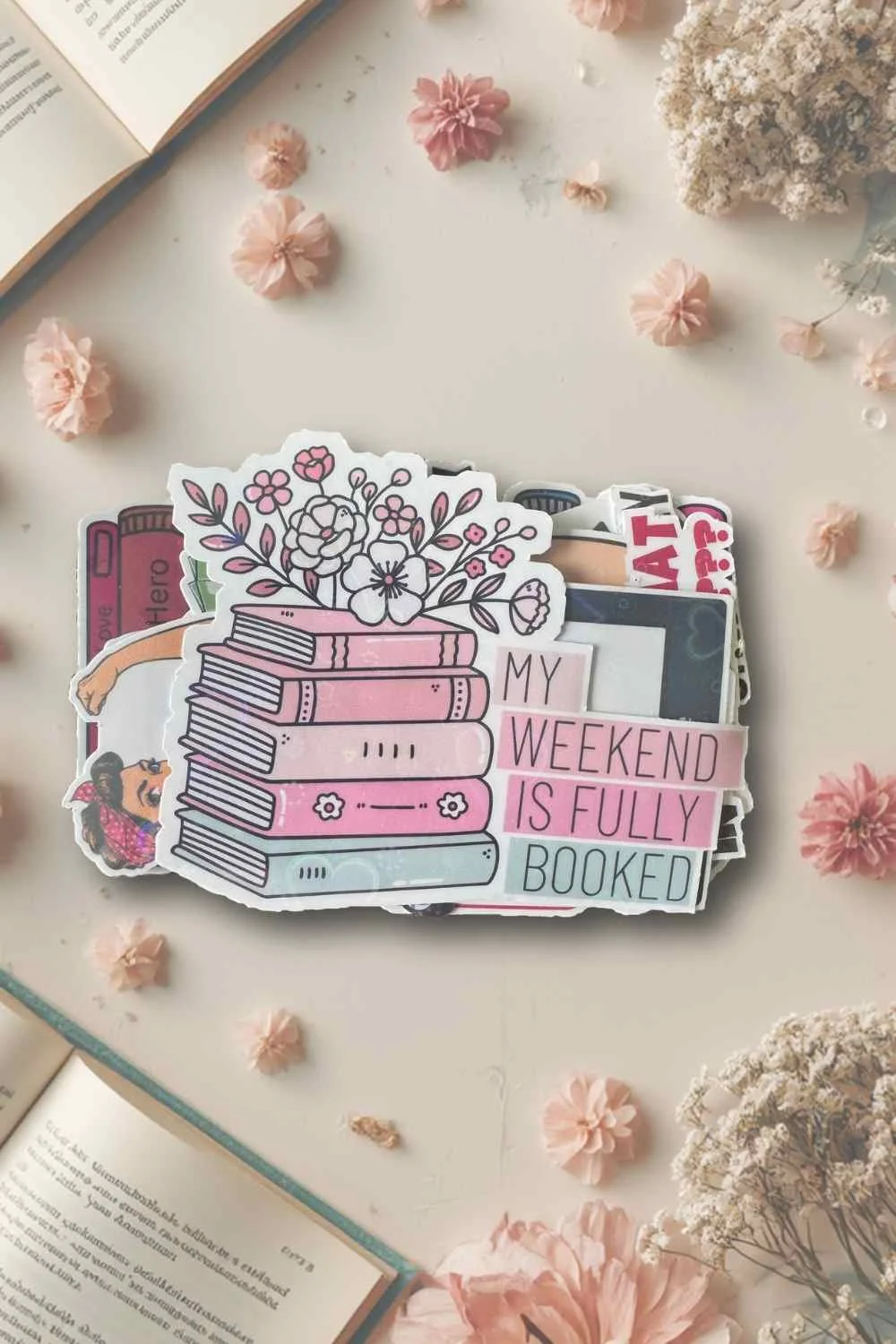 My Weekend Is Fully Booked" | Reading Stickers for Book Lovers, Kindle Decals, Bookworm Gift, Water Bottle Stickers