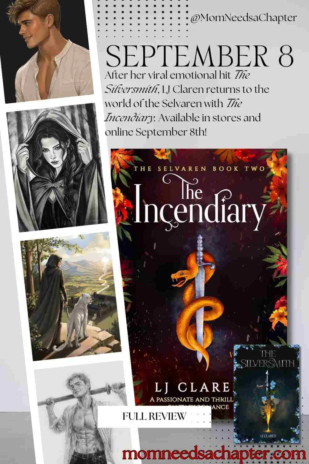 Pin graphic for the book The Incendiary by LJ Claren out September 8