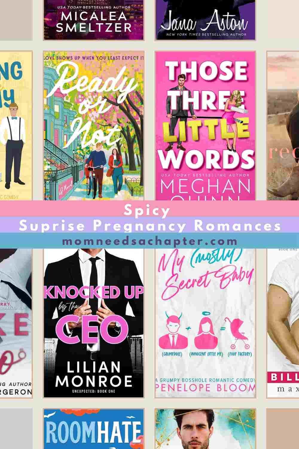 Collage of surprise pregnancy romance novels