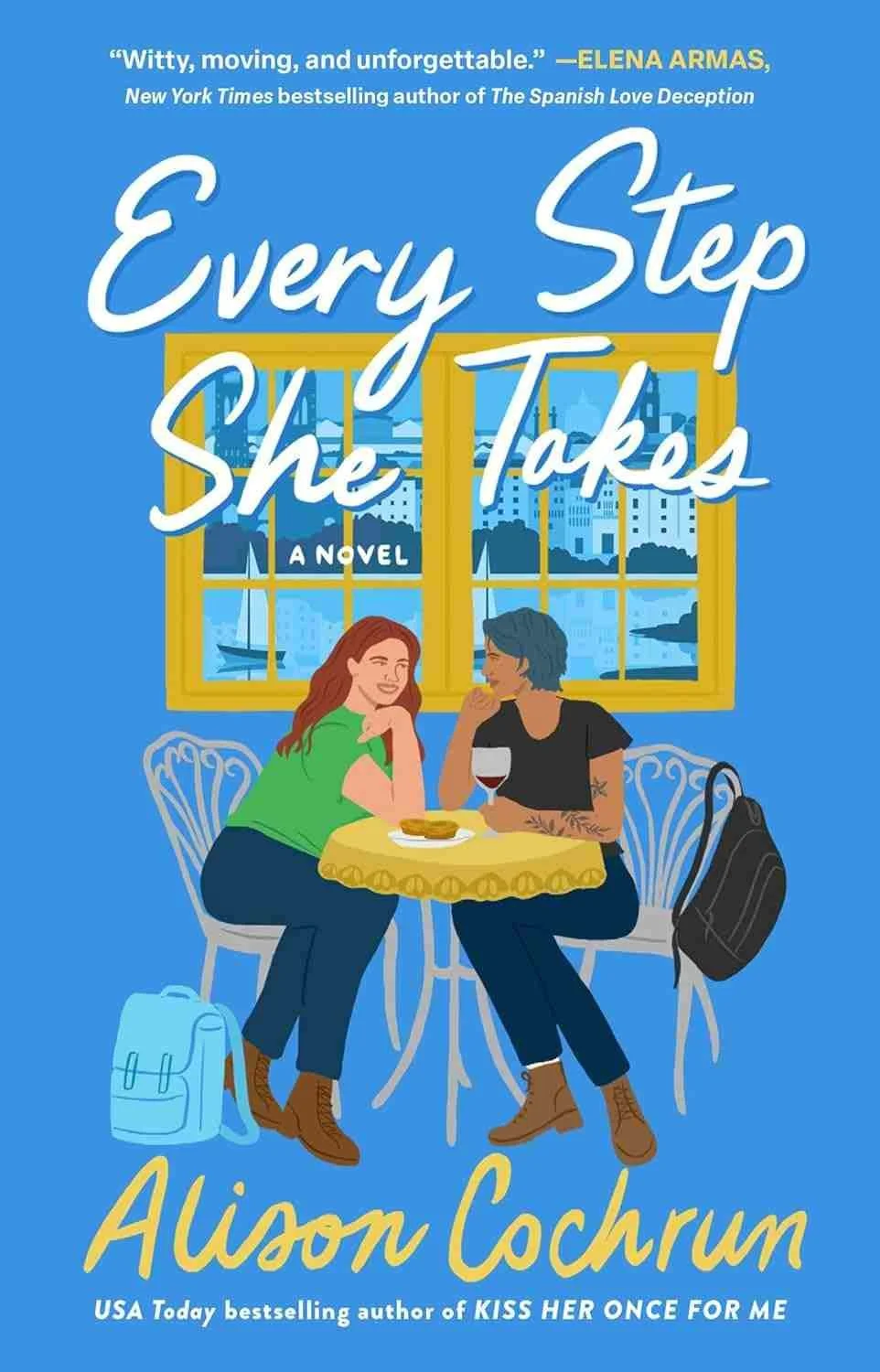 Cover graphic for the sapphic romance Every Step She Takes by Alison Cochrun