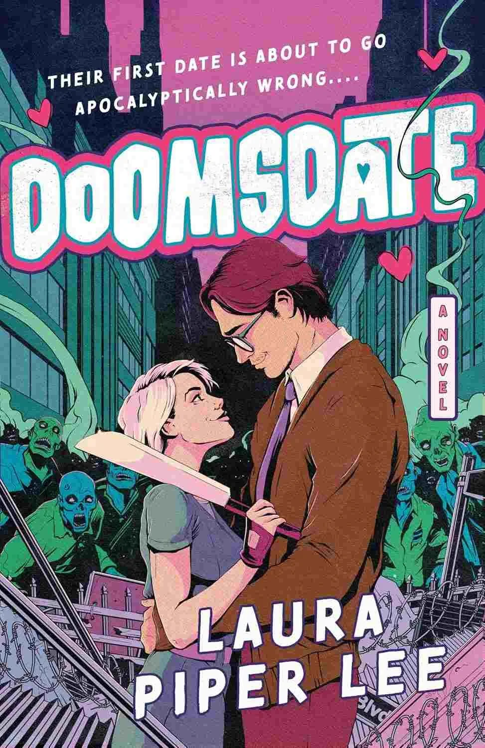 Pop art style cover graphic for the zombie romance Doomsdate by Laura Piper Lee