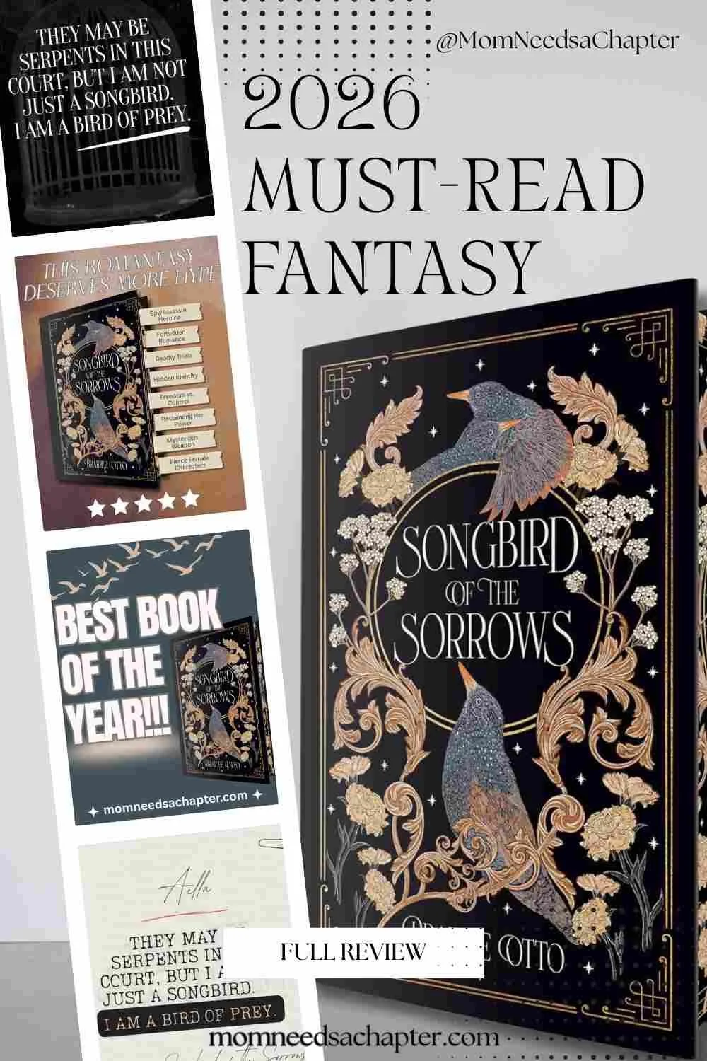 Full review of 2026 must-read fantasy romance Songbird of the Sorrows by Braidee Otto