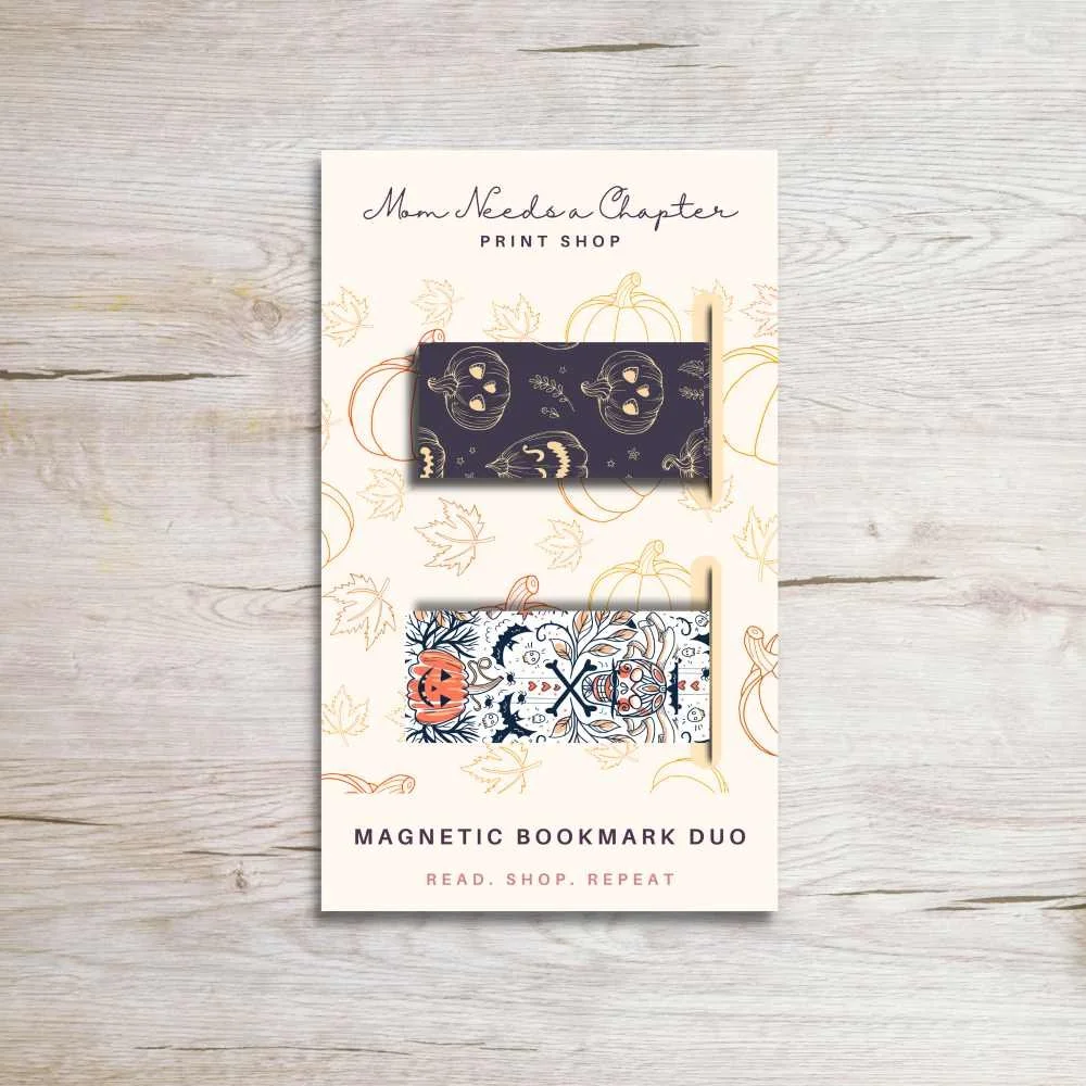 Pumpkin Magnetic Bookmark Duo | Fall Book Lover Gift