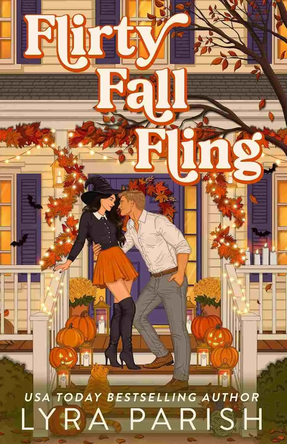 Fall aesthetic book cover for the autumn themed romance Flirty Fall Fling by Lyra Parish