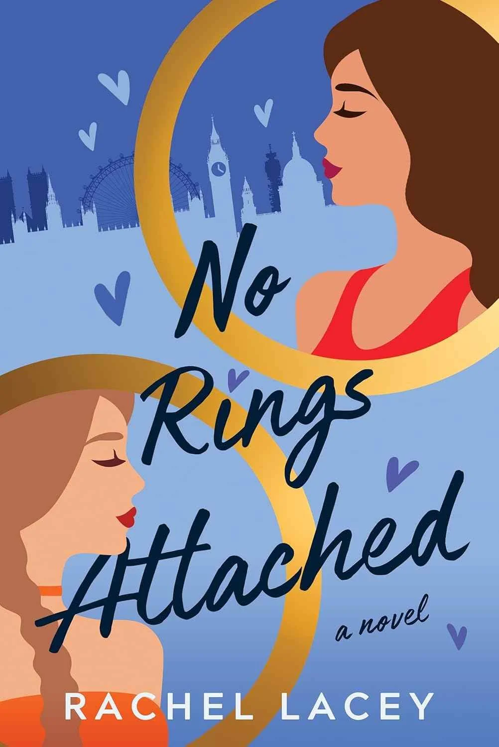 Cover graphic for the sapphic romance No Rings Attached by Rachel Lacey