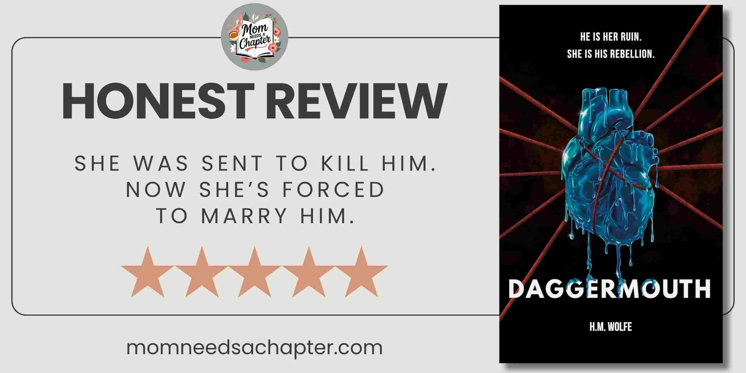 Banner for blog that says "Honest Review. She was sent to kill him. Now she's forced to marry him."