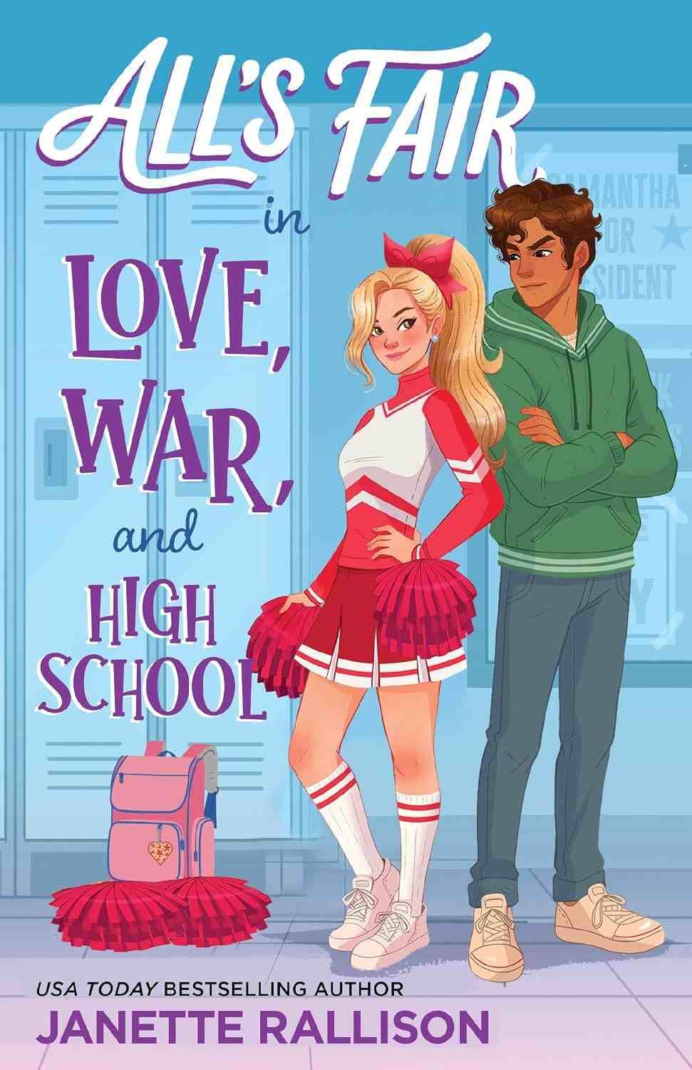 Cover graphic for the November 2026 YA romance All's Fair in Love, War, and High School by Janette Rallison