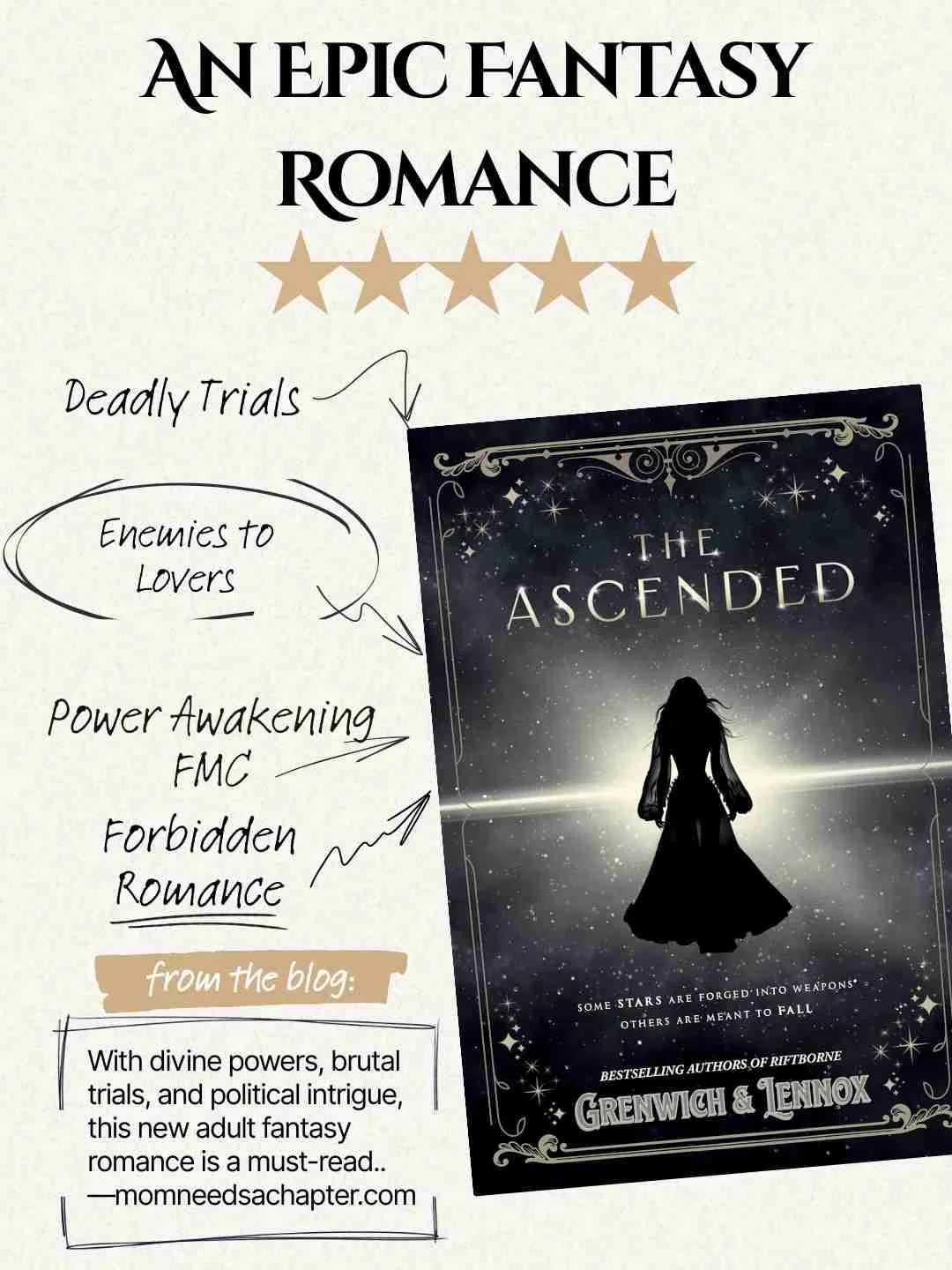 An Epic Fantasy Romance 5 star review of The Ascended by Grenwich and Lennox