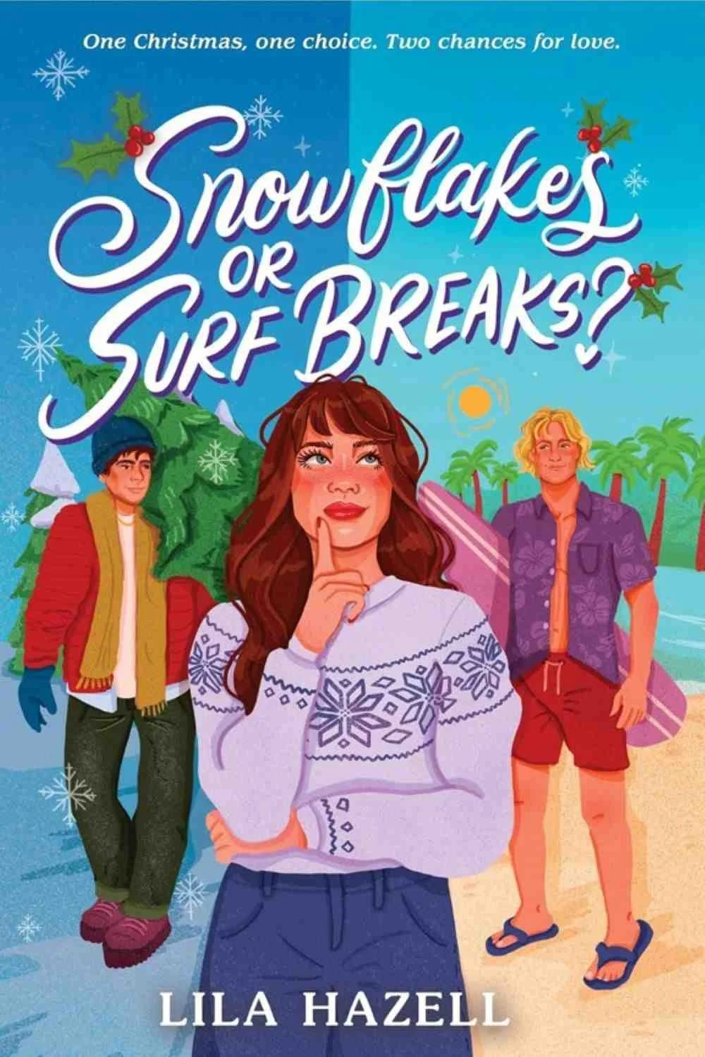 Cover graphic for the October 2026 romance release Snowflakes or Surf Breaks by Lila Hazell