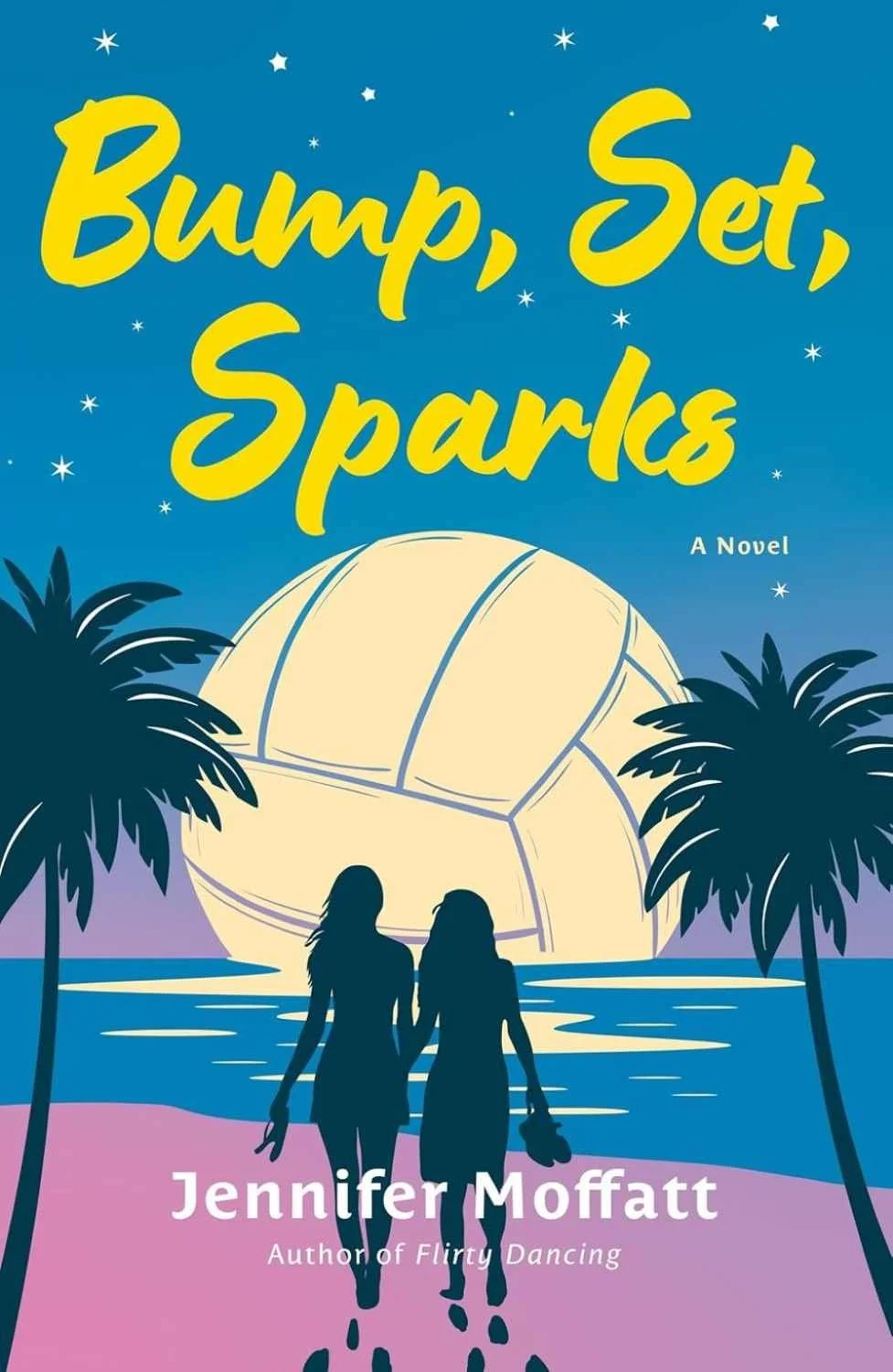 Cover graphic for the sapphic romance Bump, Set, Sparks by Jennifer Moffatt
