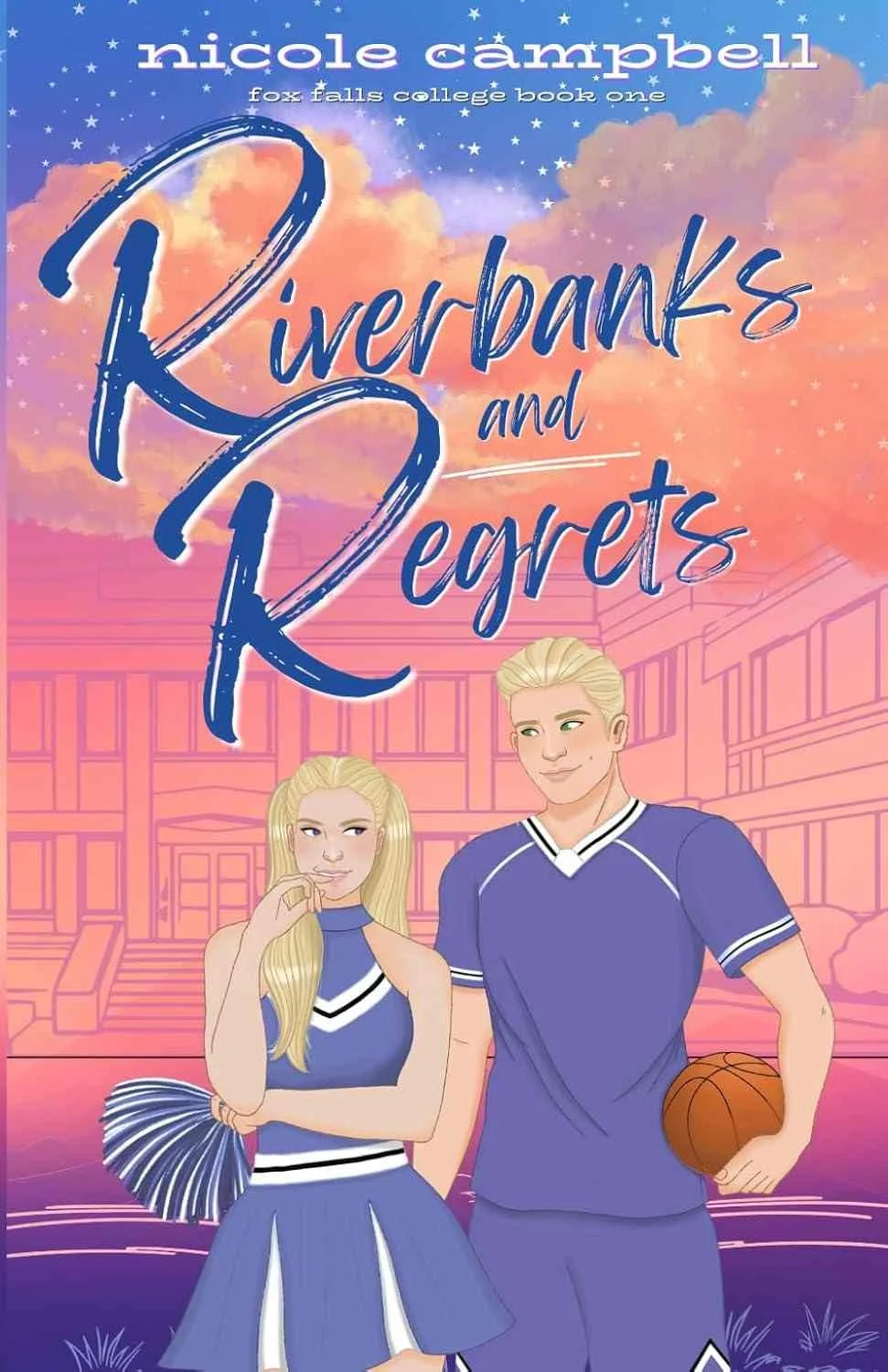 Cover graphic for the indie contemporary romance Riverbanks and Regrets by Nicole Campbell
