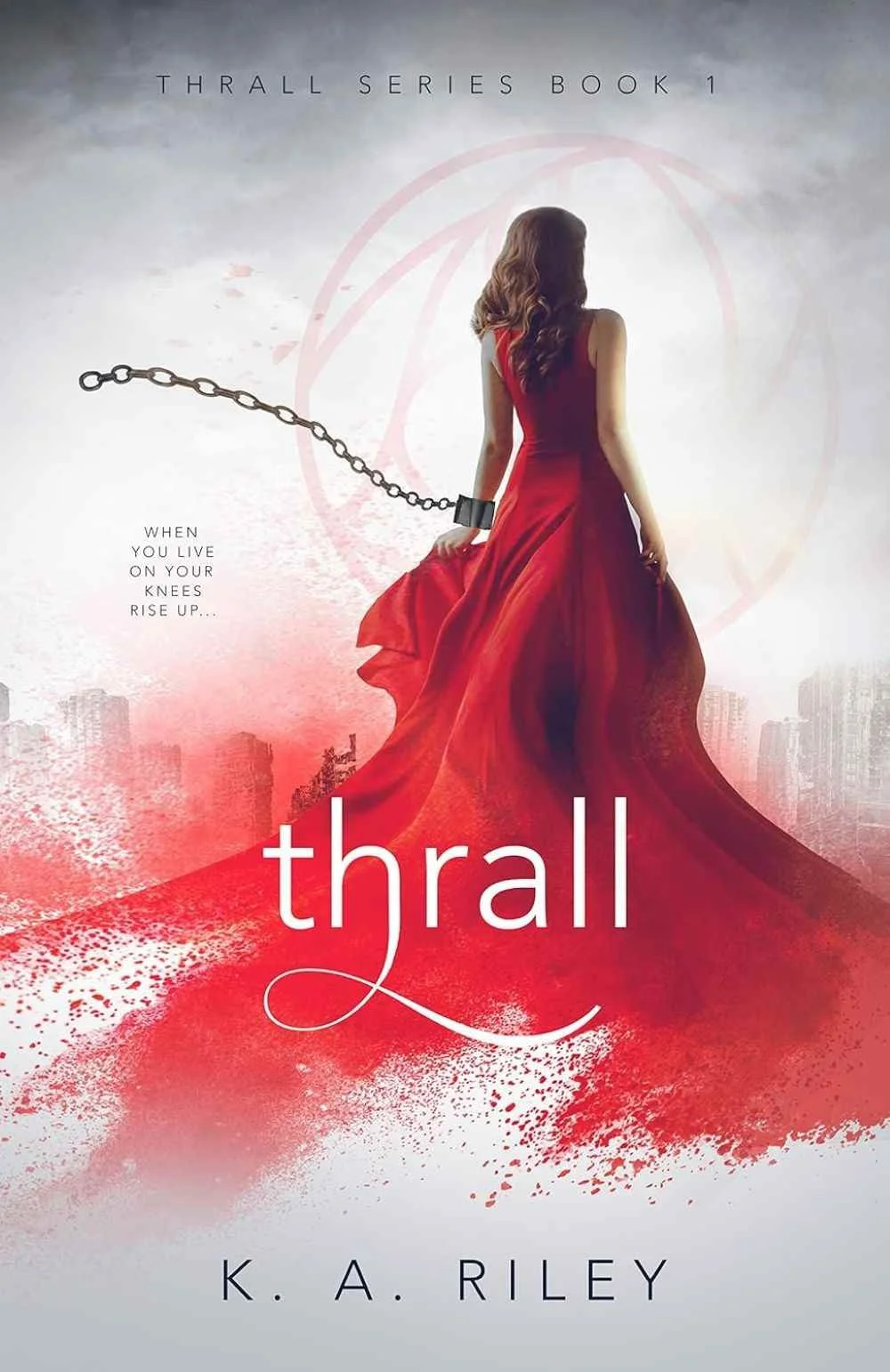 Cover graphic of the adult dystopian romance Thrall by K. A. Riley