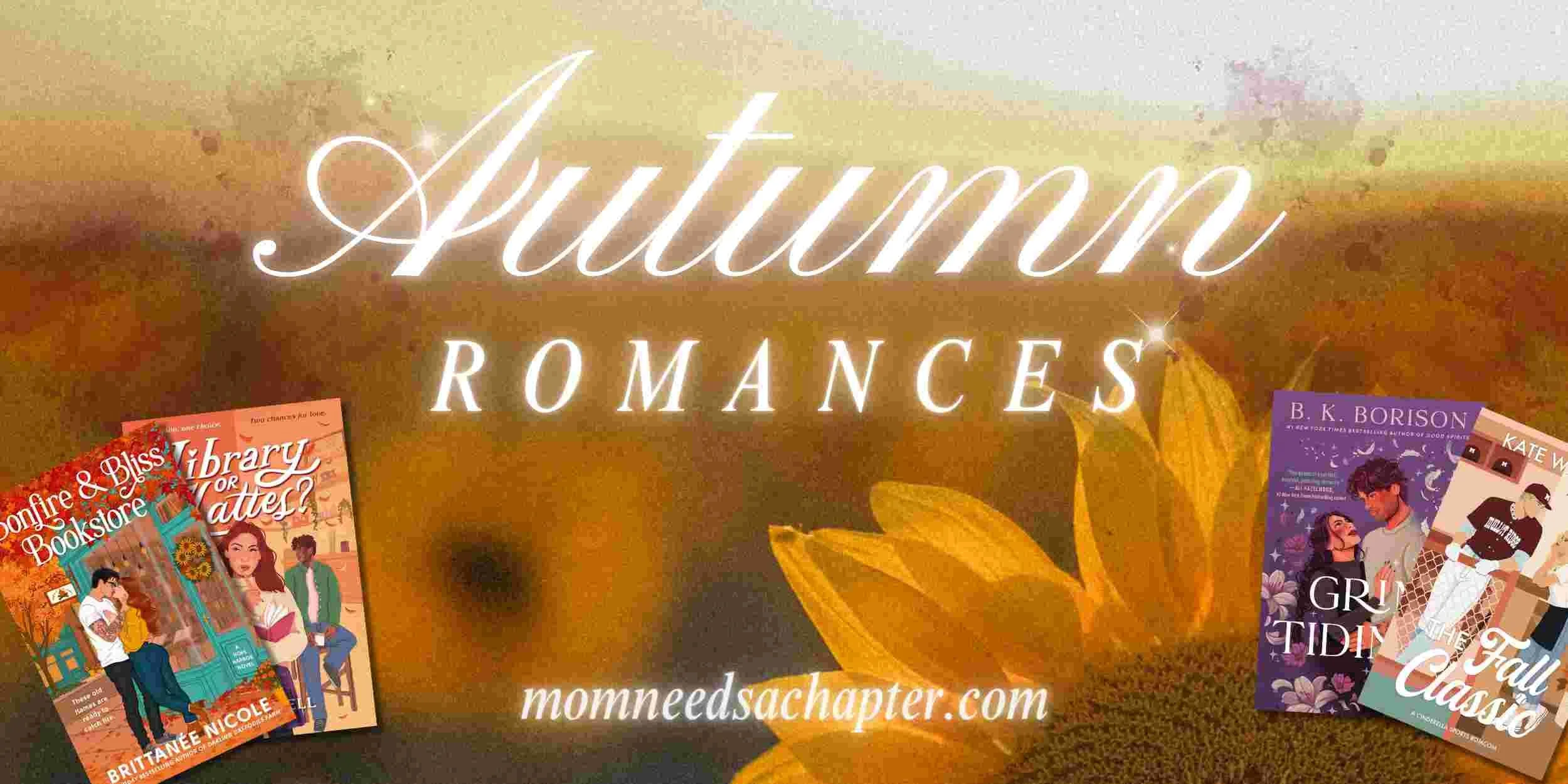 Fall aesthetic banner for Autumn Romances blog post