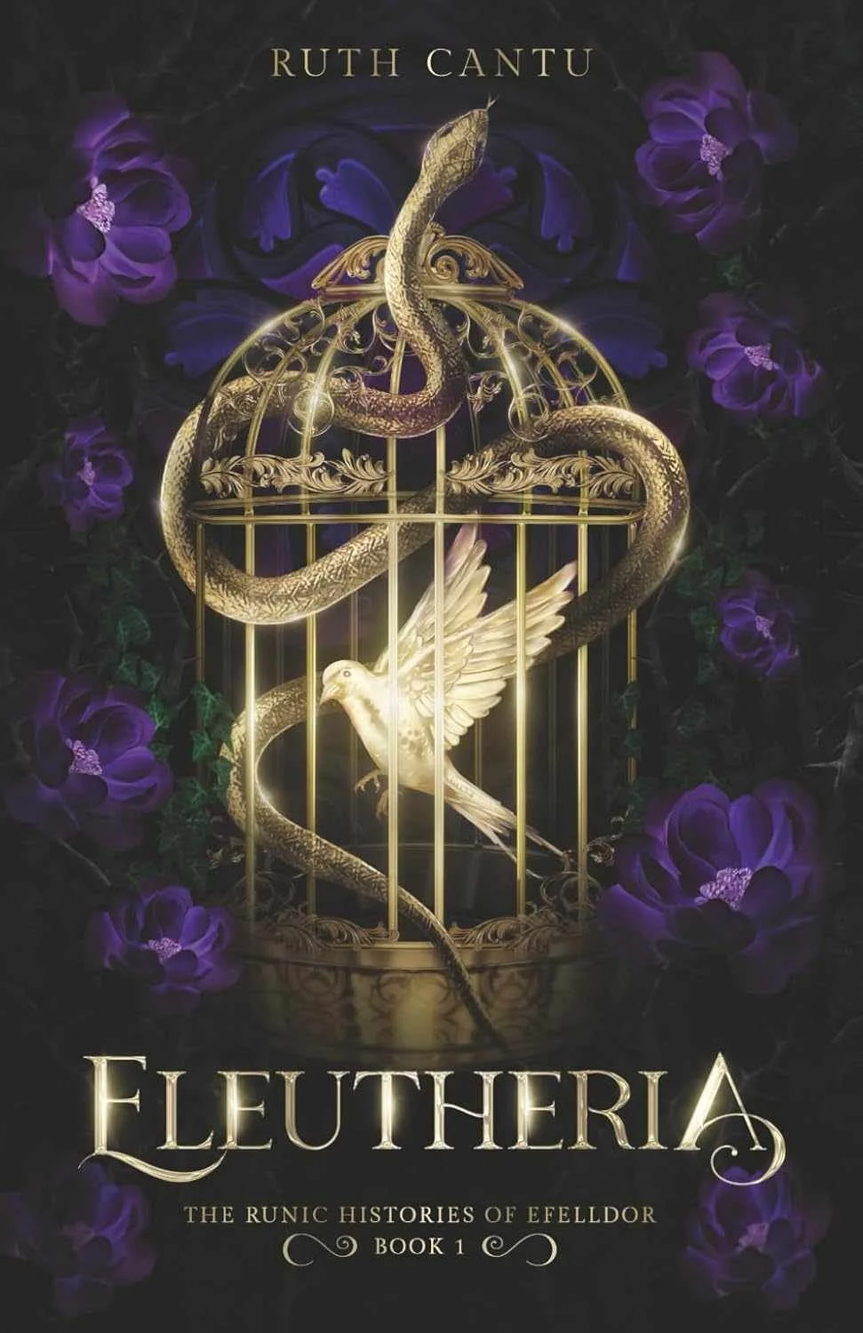 Cover of the 2025 indie romantasy Eleutheria by Ruth Cantu