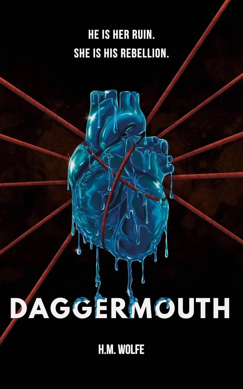Cover graphic for the dystopian romance Daggermouth by H.M. Wolfe