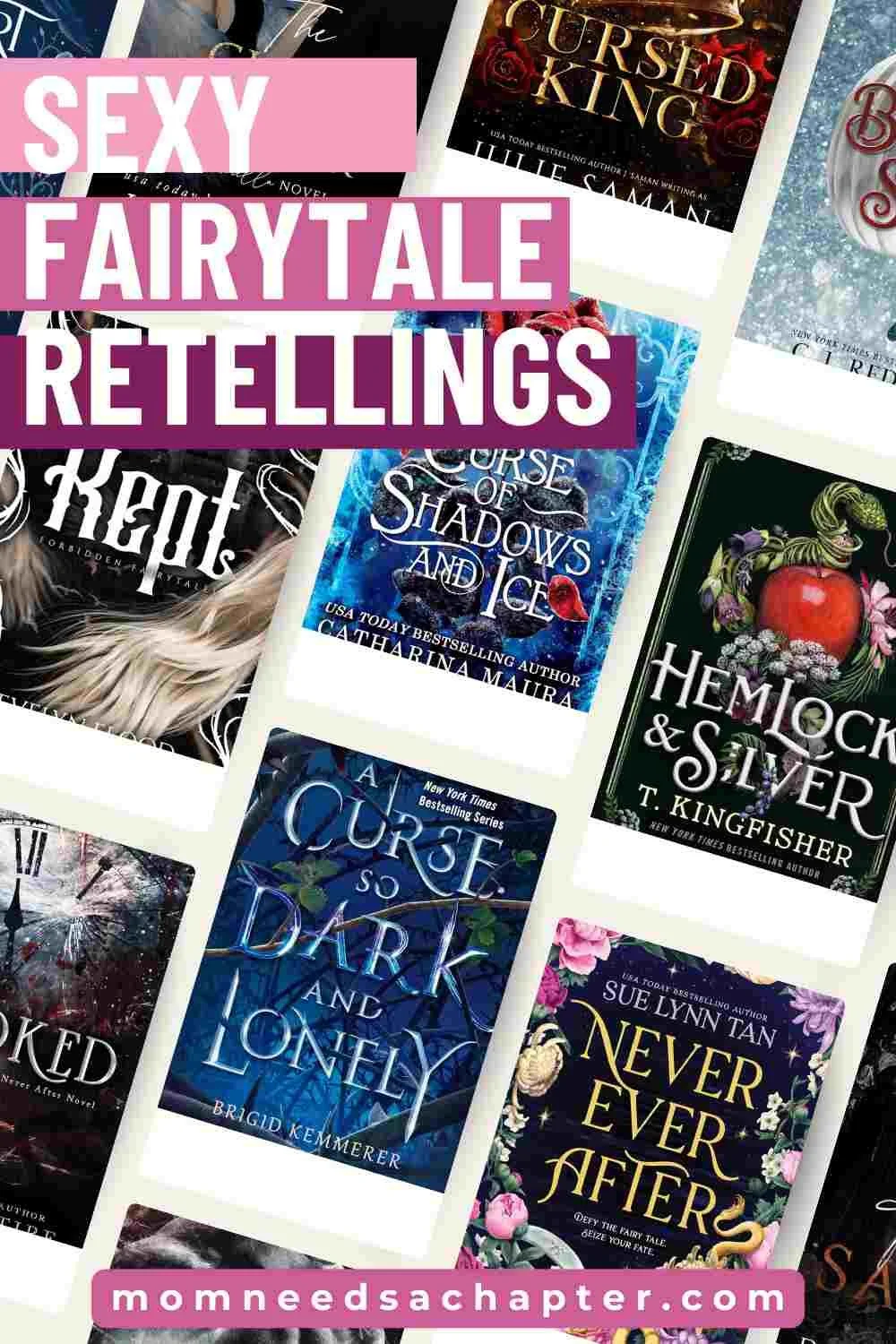 Collage of sexy fairytale retelling book covers