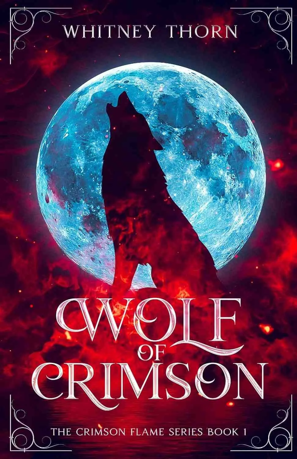 Cover graphic for the indie romantasy Wolf of Crimson by Whitney Thorn