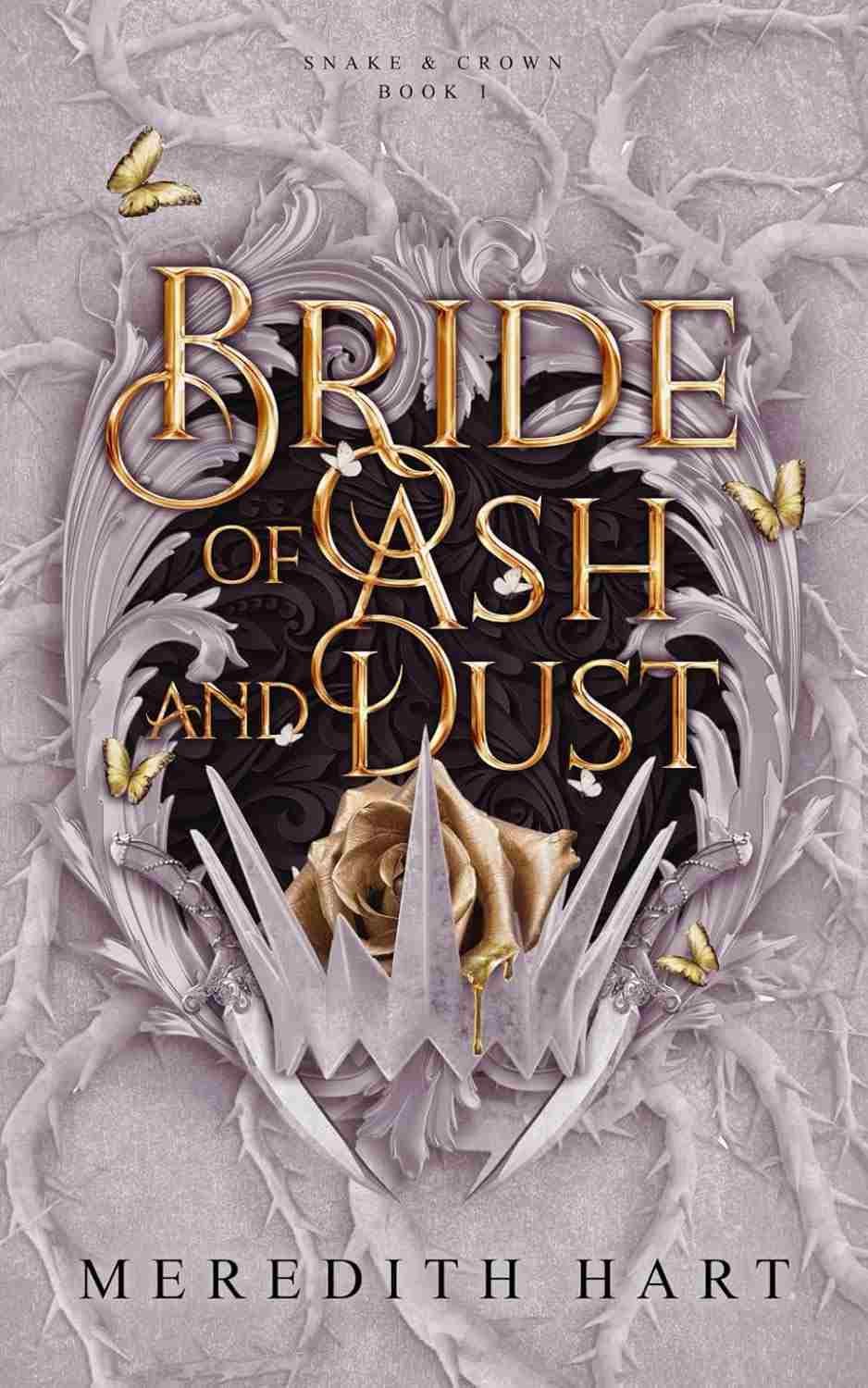 Cover graphic of the 2026 indie romantasy Bride of Ash and Dust by Meredith Hart