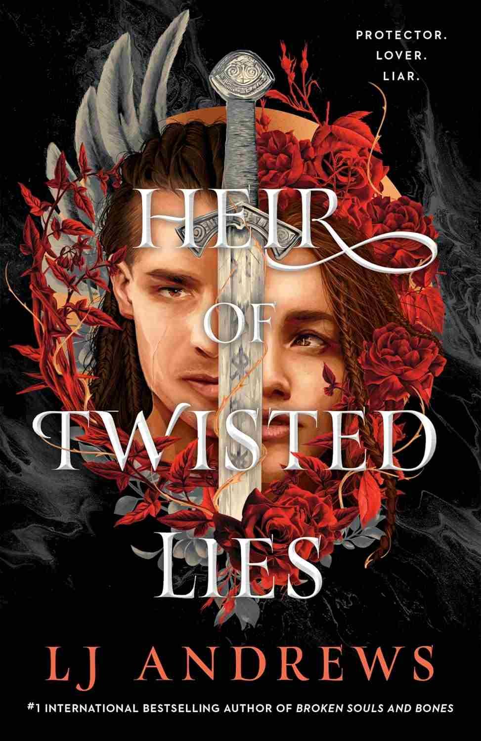 Cover graphic for the 2026 romantasy Heir of Twisted Lies by LJ Andrews