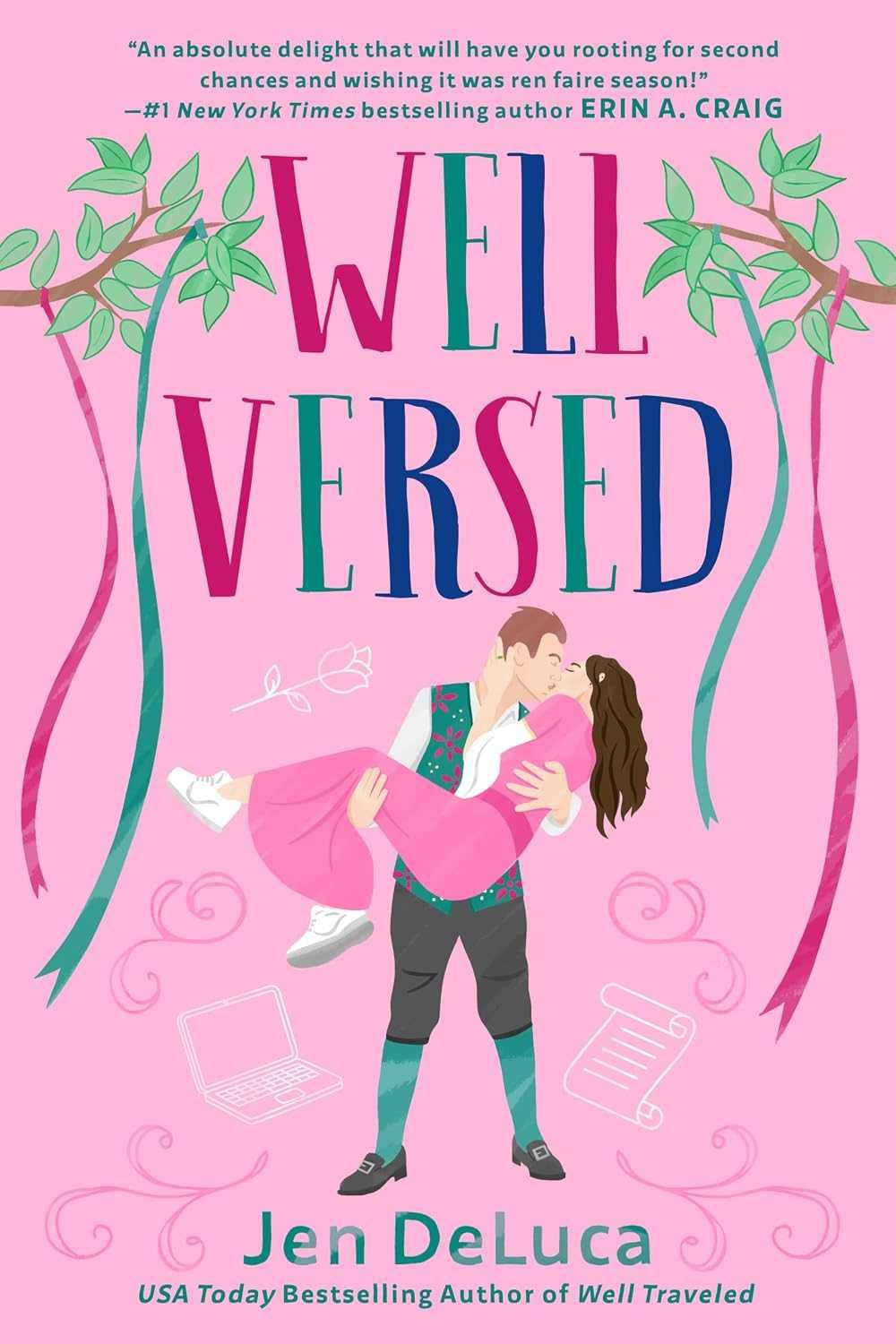Cover graphic for the new romance Well Versed by Jen DeLuca