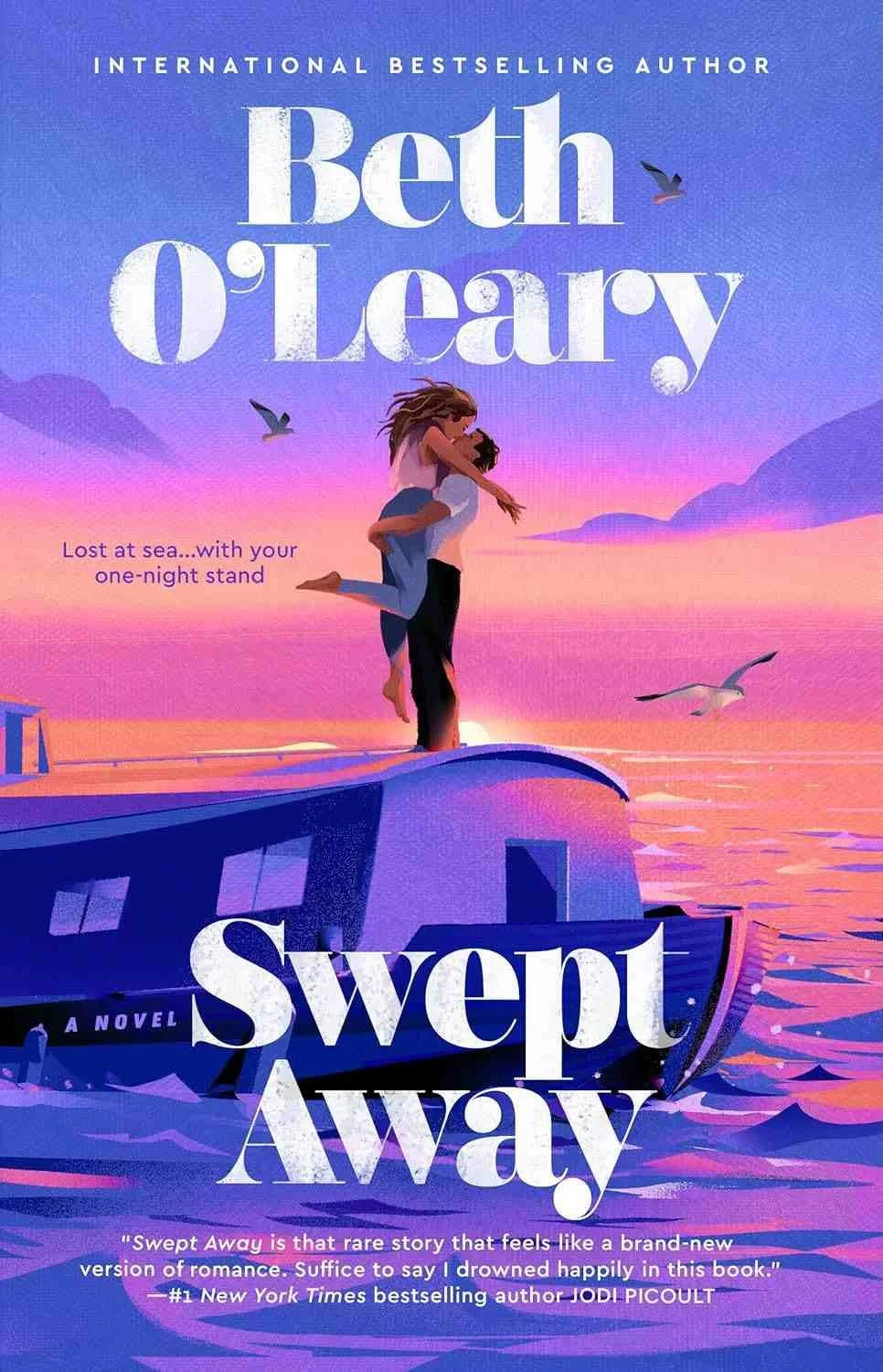 Swept Away by Beth O'Leary book cover - stranded at sea forced proximity romance