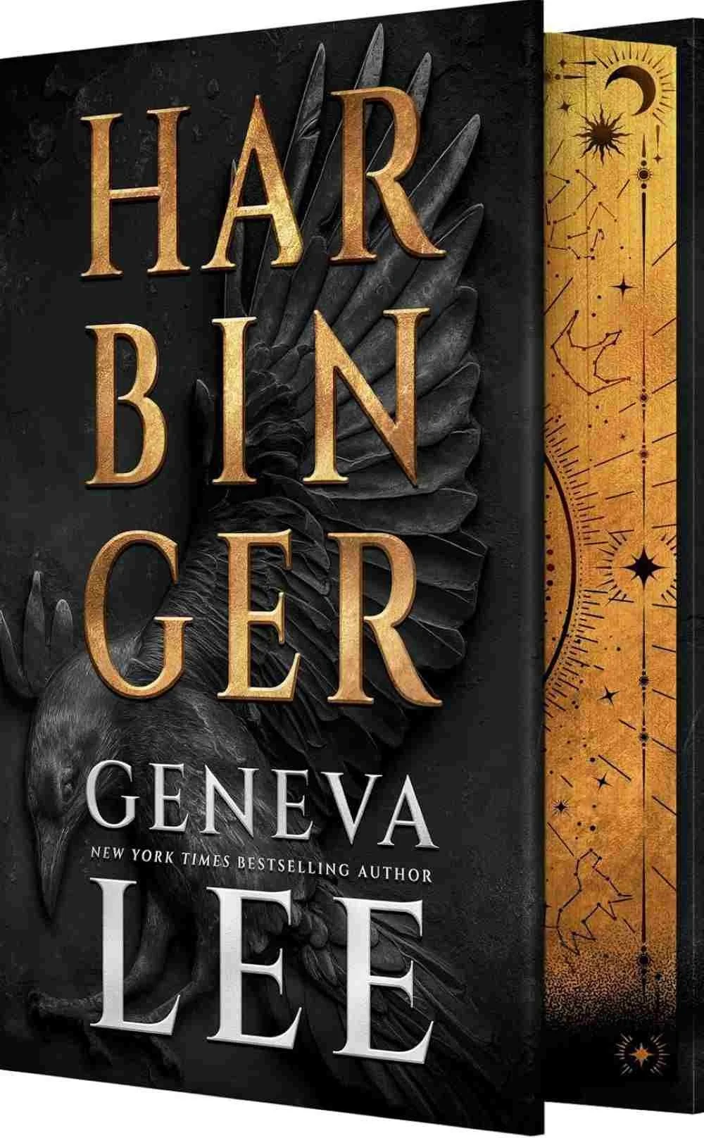 Deluxe hardcover edition of the 2026 romantasy Harbinger by Geneva Lee