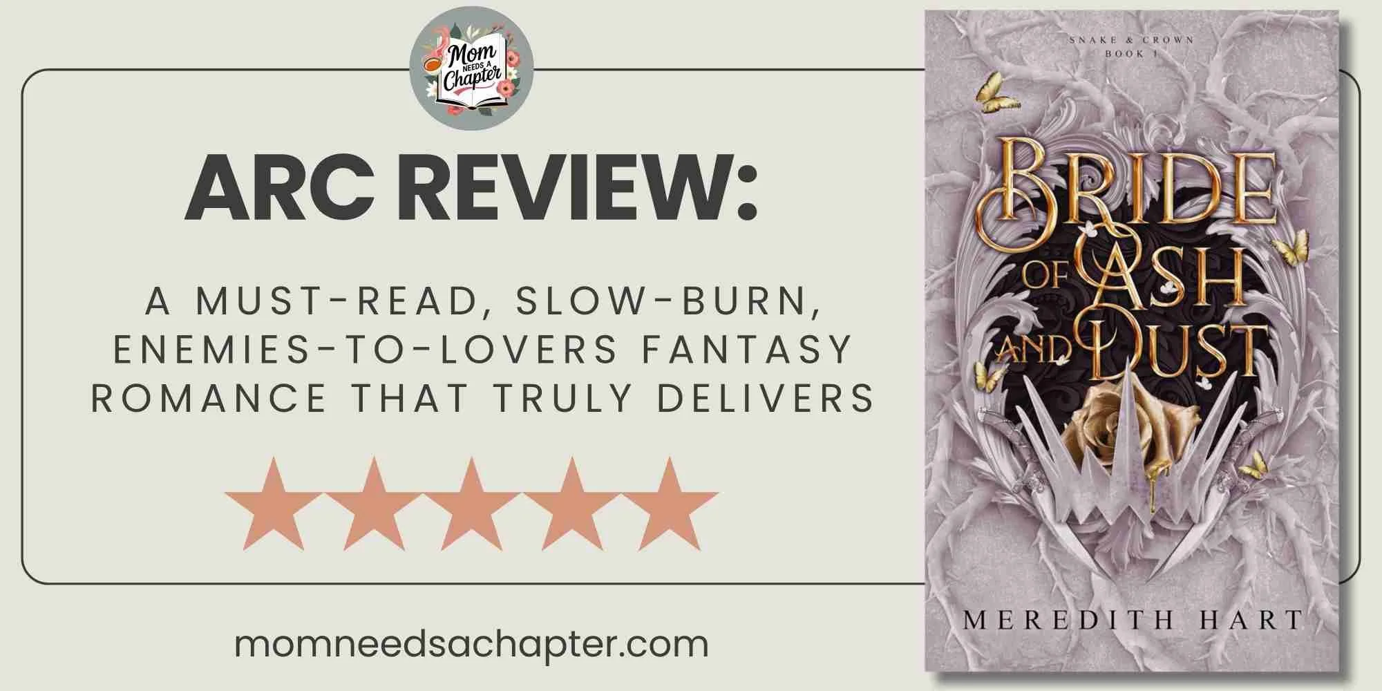 Blog graphic for an ARC review post for Bride of Ash and Dust