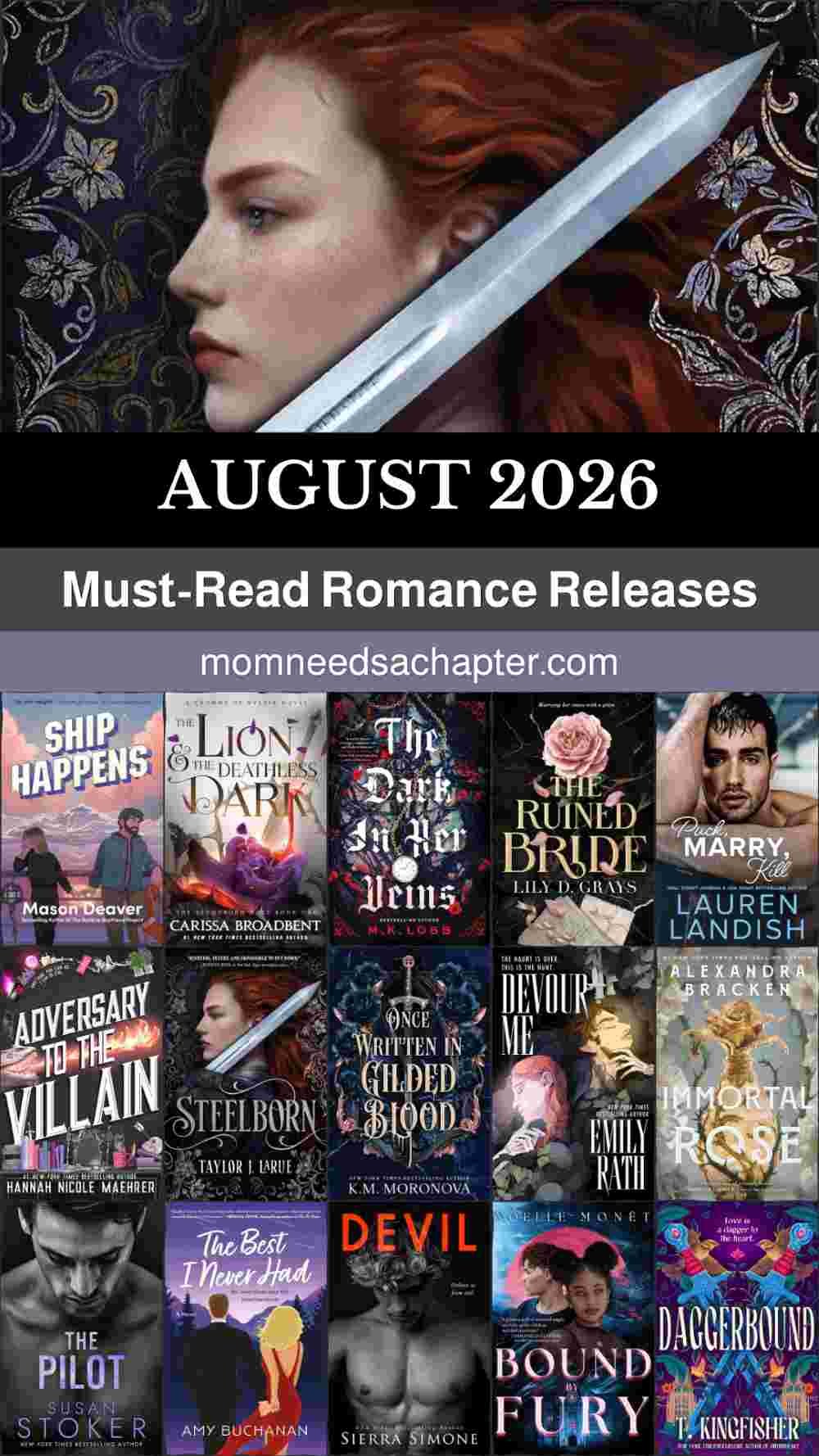 Pin graphic for August romance releases