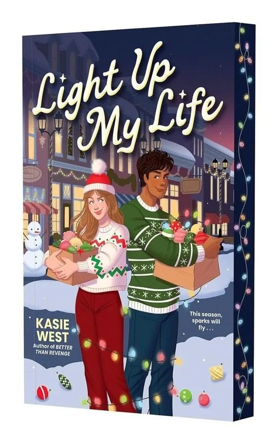Deluxe paperback edition of the romeo and juliet inspired holiday rom com Light Up My Life by Kasie West