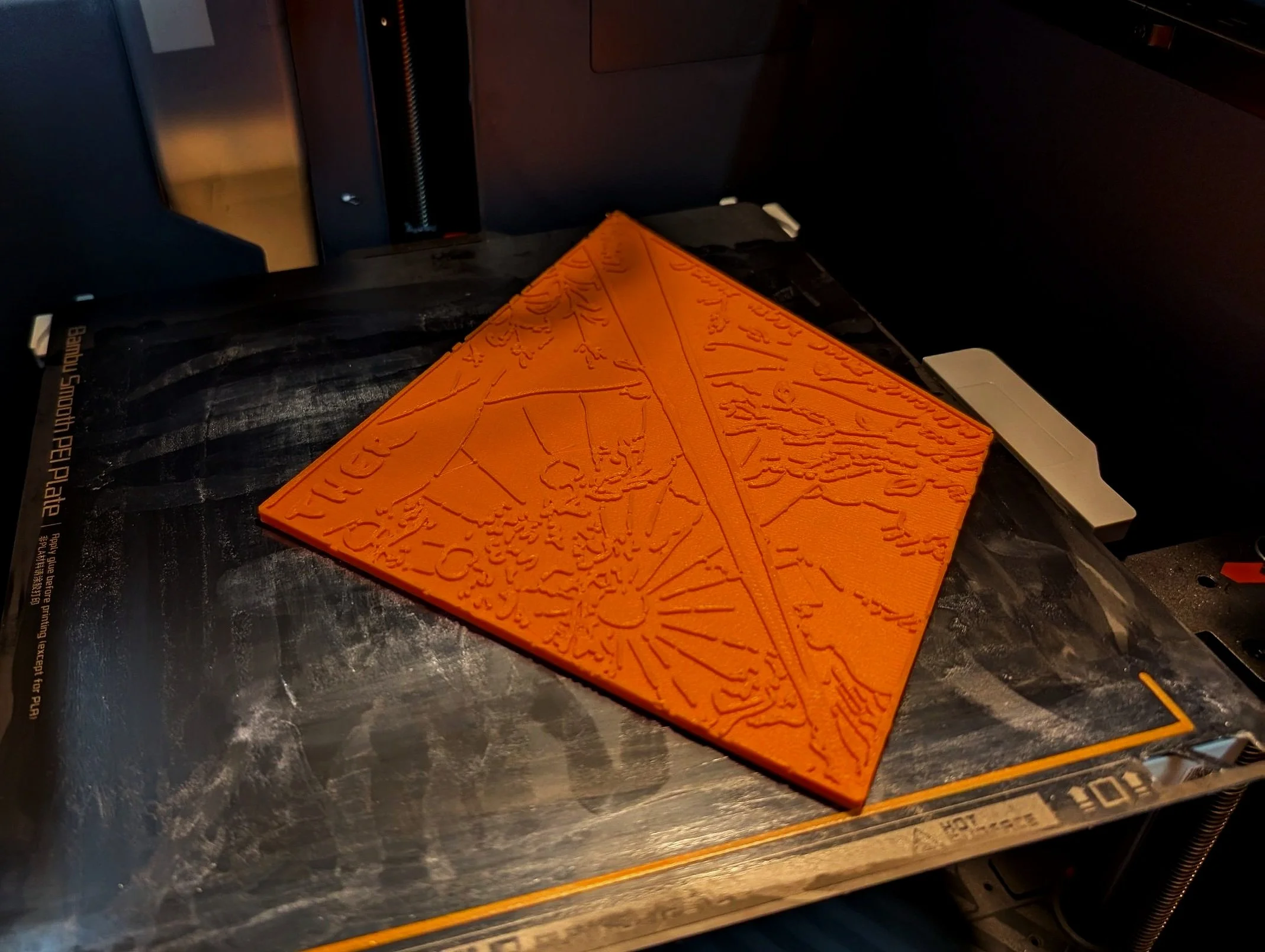 One section of a large decorative disc, 3D printed to be cast from bronze.