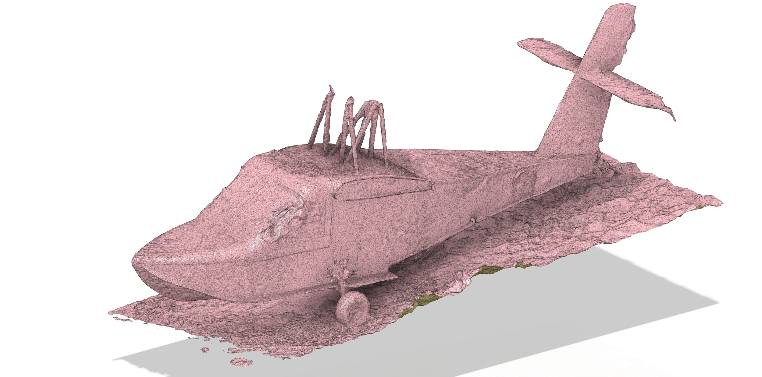 A 3D scan of a half-built airplane.