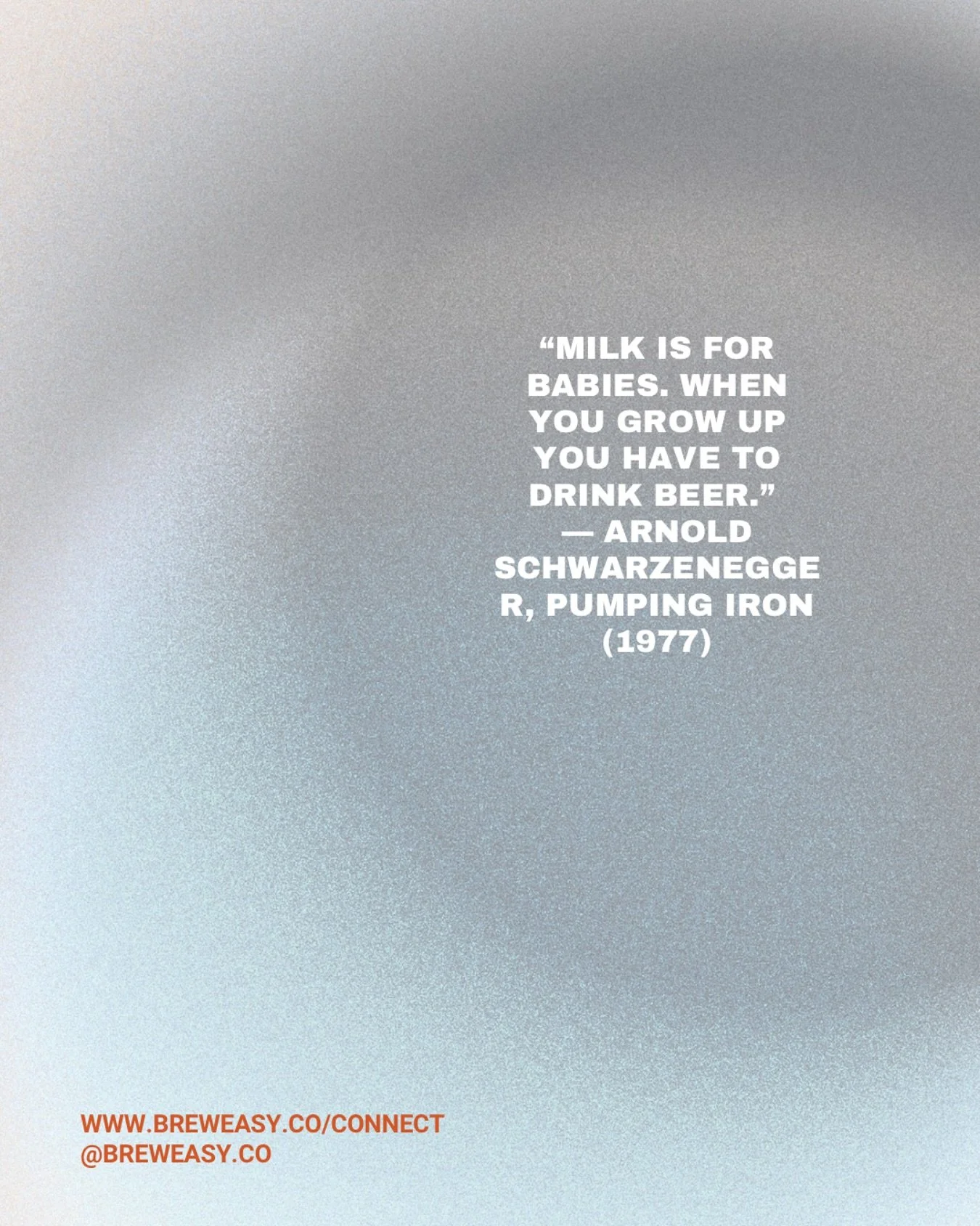 &ldquo;Milk is for babies. When you grow up, you drink beer.&rdquo; &mdash; Arnold 💪🍺

Arnie said it. We brewed it.
What&rsquo;s in your glass tonight&mdash;lager, hazy, or something wild?
Tag your brew buddy &amp; prove you&rsquo;ve graduated. 🎓?