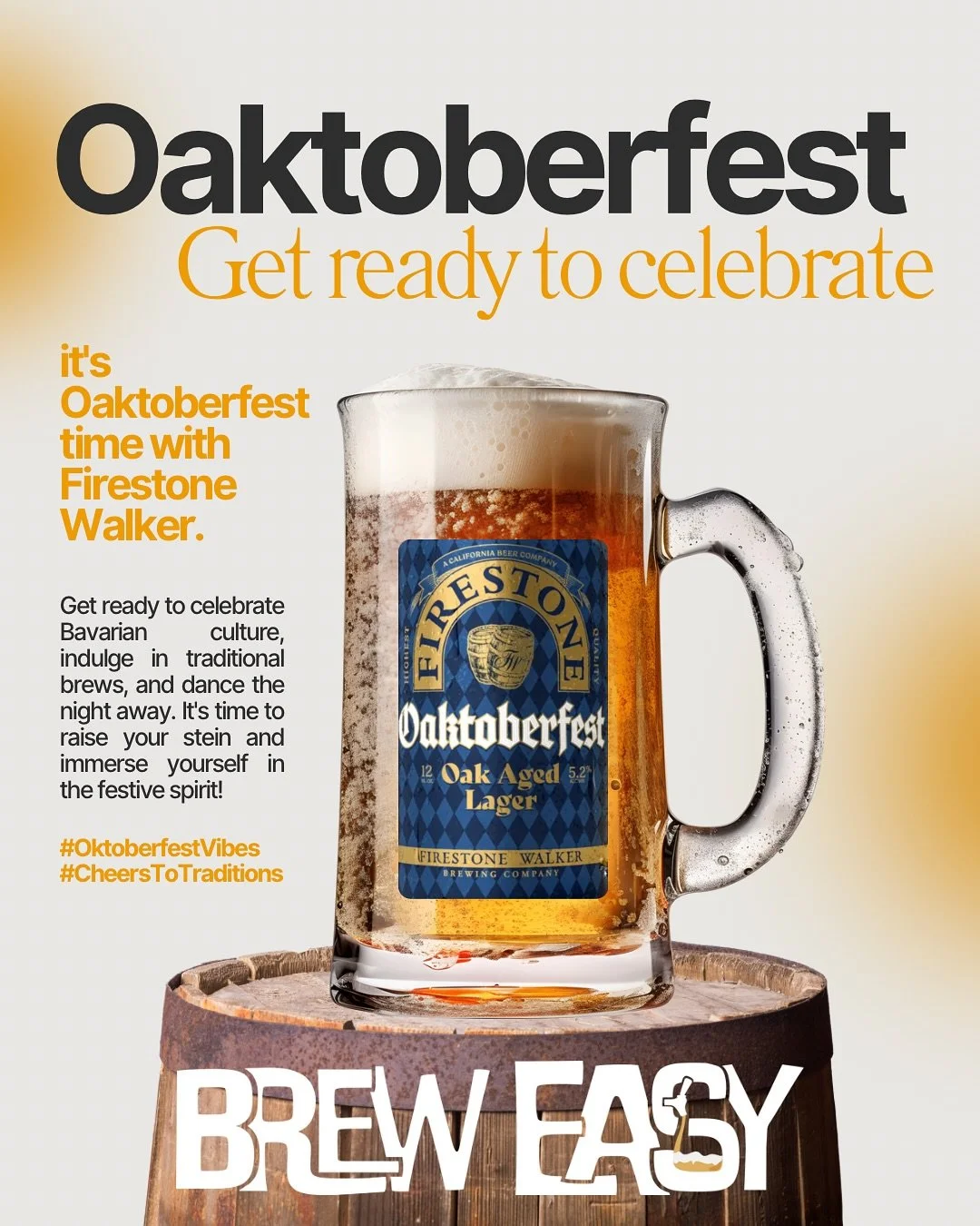 Oktoberfest Season has begun, but make it oak. 🌳🍺 Firestone Walker Oaktoberfest is crisp, bready, stupid-smooth&mdash;and oak-lagered for polish. Visit  www.BrewEasy.co/connect. #Oktoberfest #Festbier #Oaktoberfest #BeerReview #Homebrew #BrewEasy&r