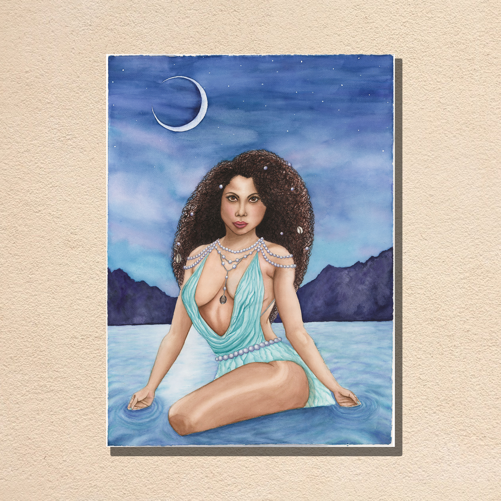 watercolor painting of Goddess Yemaya