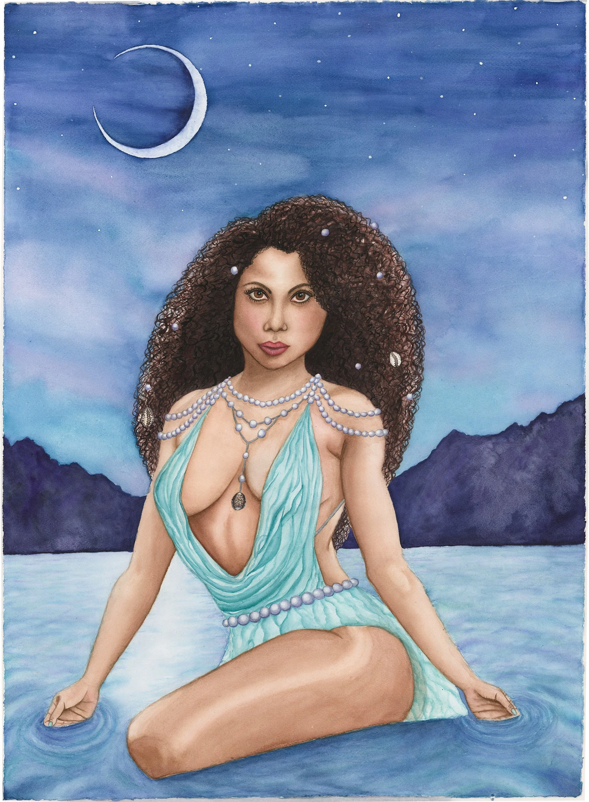 watercolor painting of Goddess Yemaya