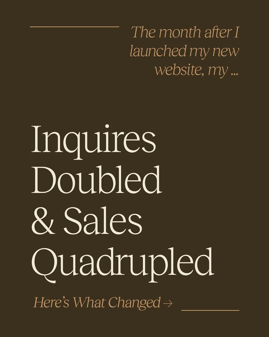 I launched my new website and the following month saw a massive shift in inquiries and sales ✨💸📆

Here&rsquo;s the thing though: it wasn&rsquo;t just the gorgeous new brand and site design that made this happen

💡 The biggest conversion change cam