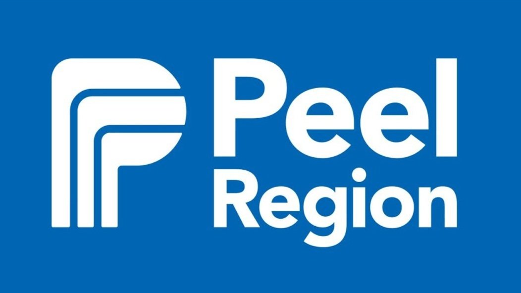 Peel Region logo featuring a stylized 'P' design in white on a blue background with the text 'Peel Region' next to it.