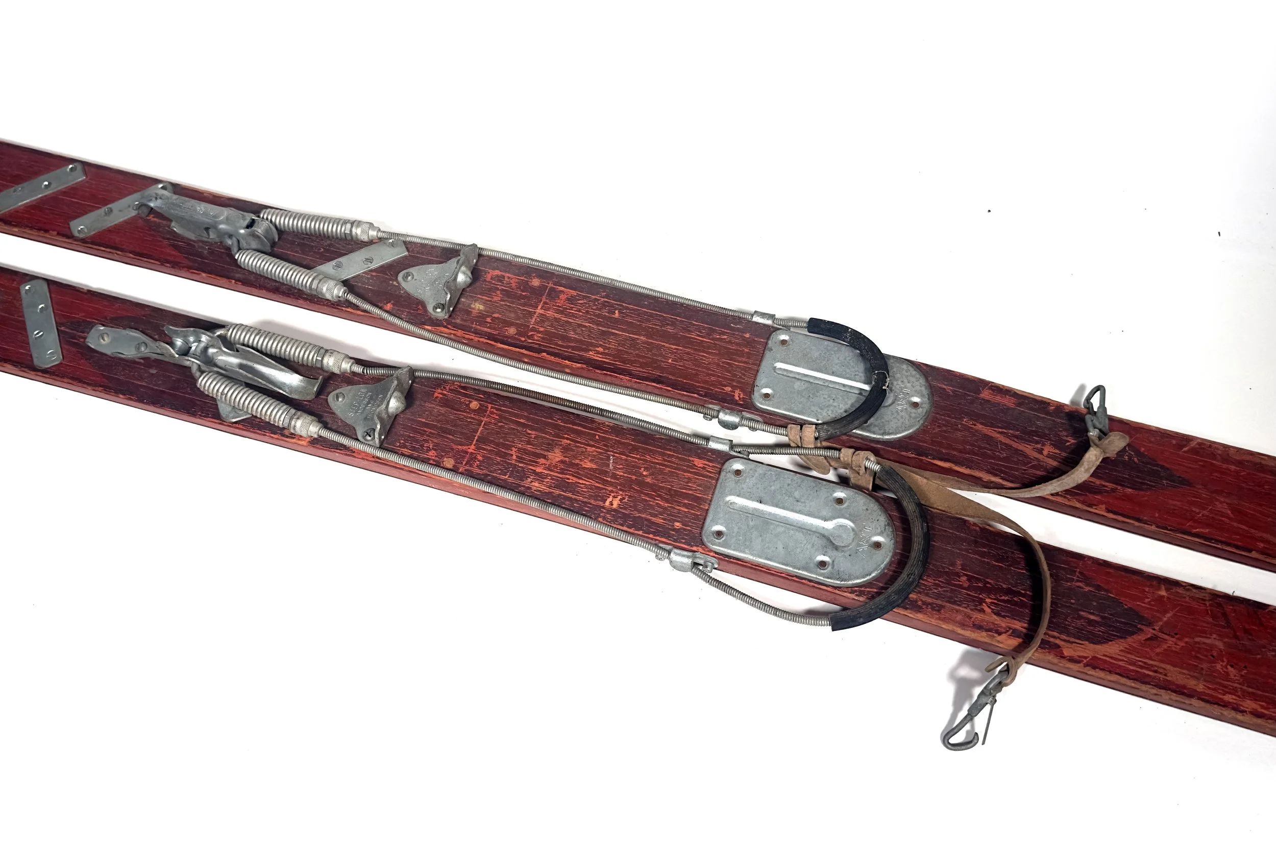 GARMISCH 13 PC. LAMINATED WOOD SKIIS BY GREGG C. 1953