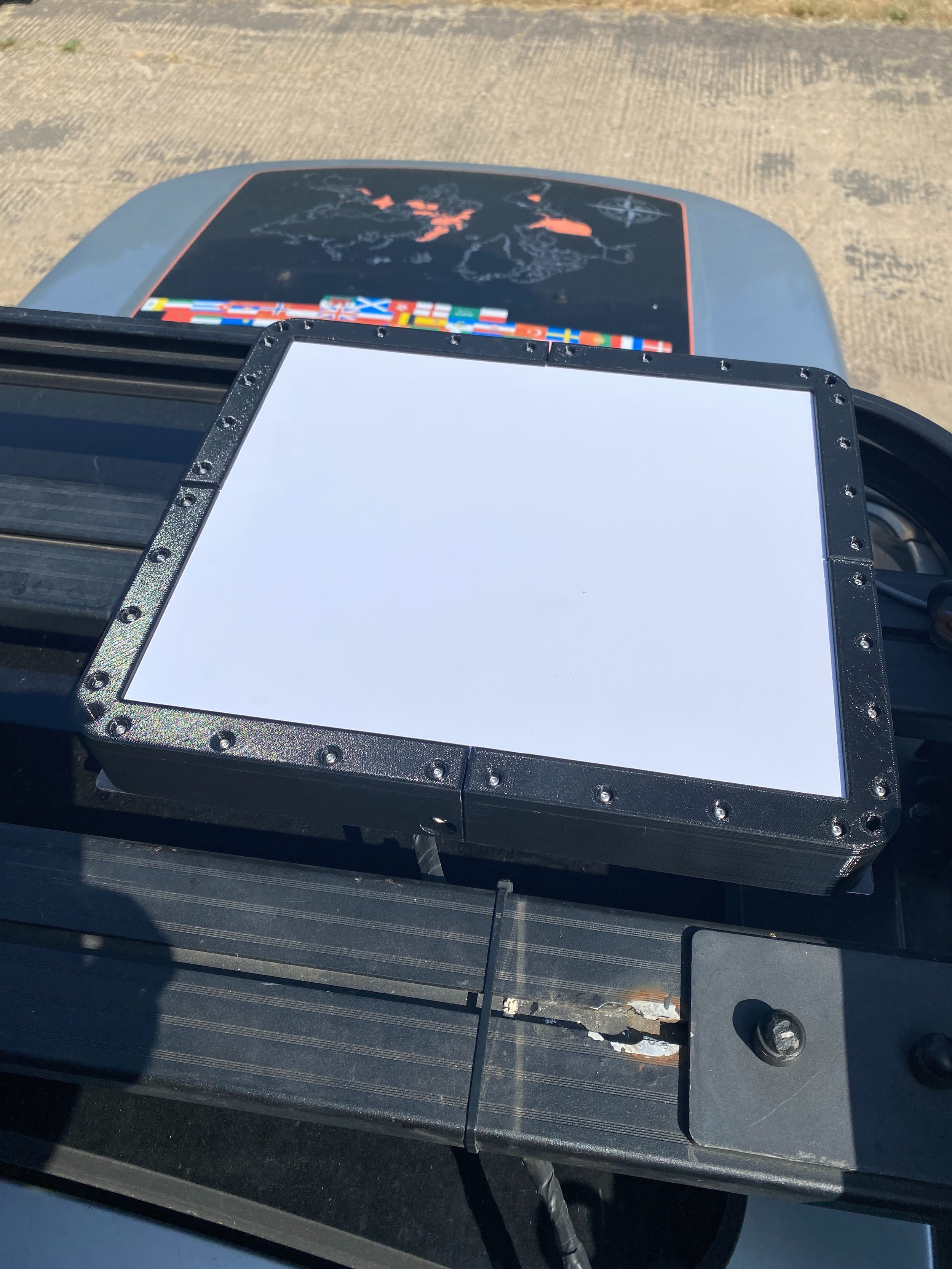 We completely forgot to show you how is our Starlink Mini mounted on the roofrack - using our 3D printed flatmount (available on our shop 🤩😉 link in the first comment). It is connected to junction box on rack, and via switch and fuse powered from l