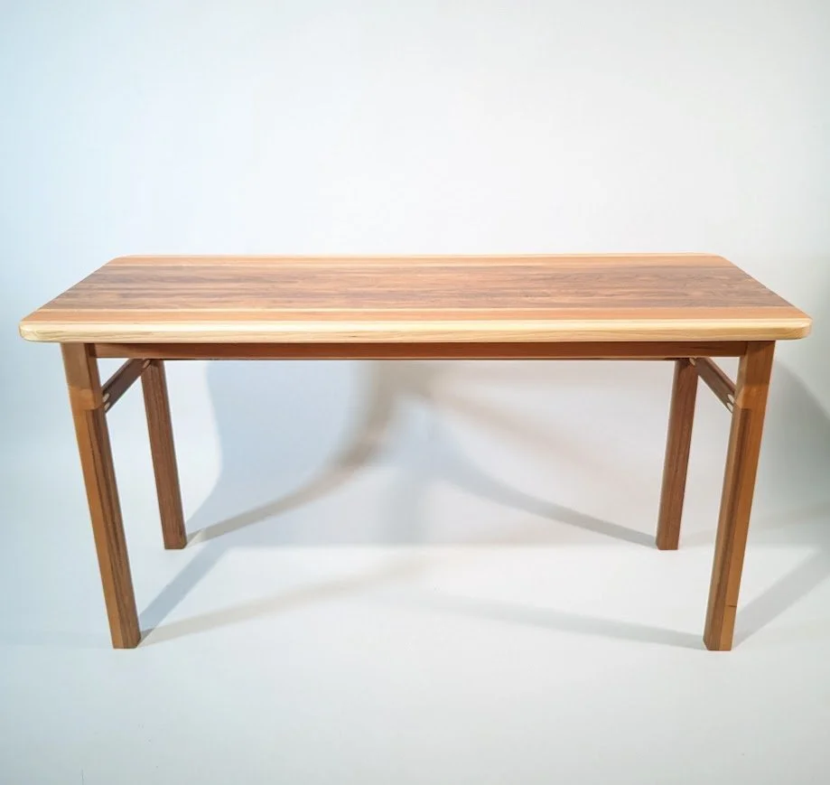 Hardwood Blend Desk: White Oak, Red Oak, Walnut, Hard Maple, and Sapele.