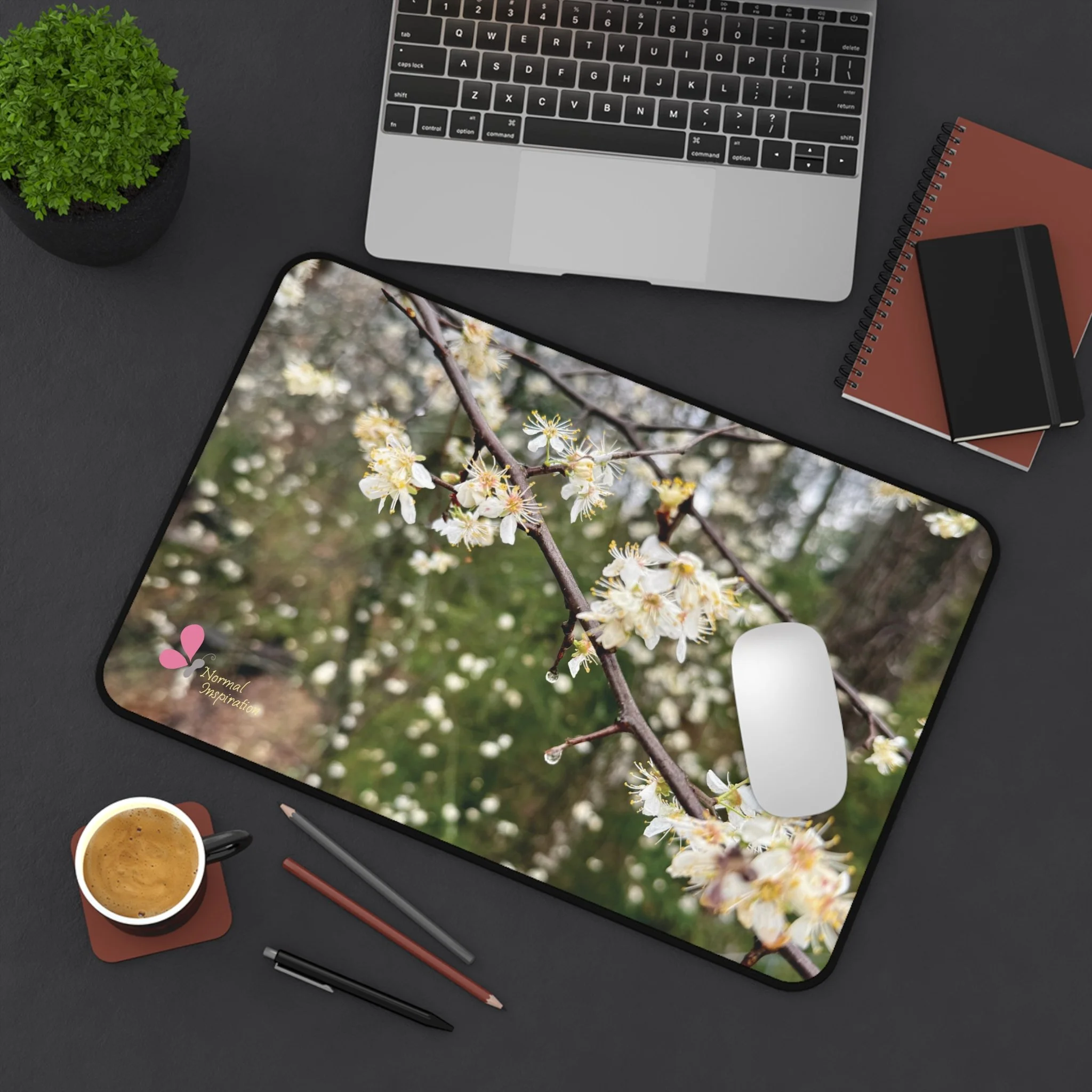 Spring Blossom Floral Desk Mat