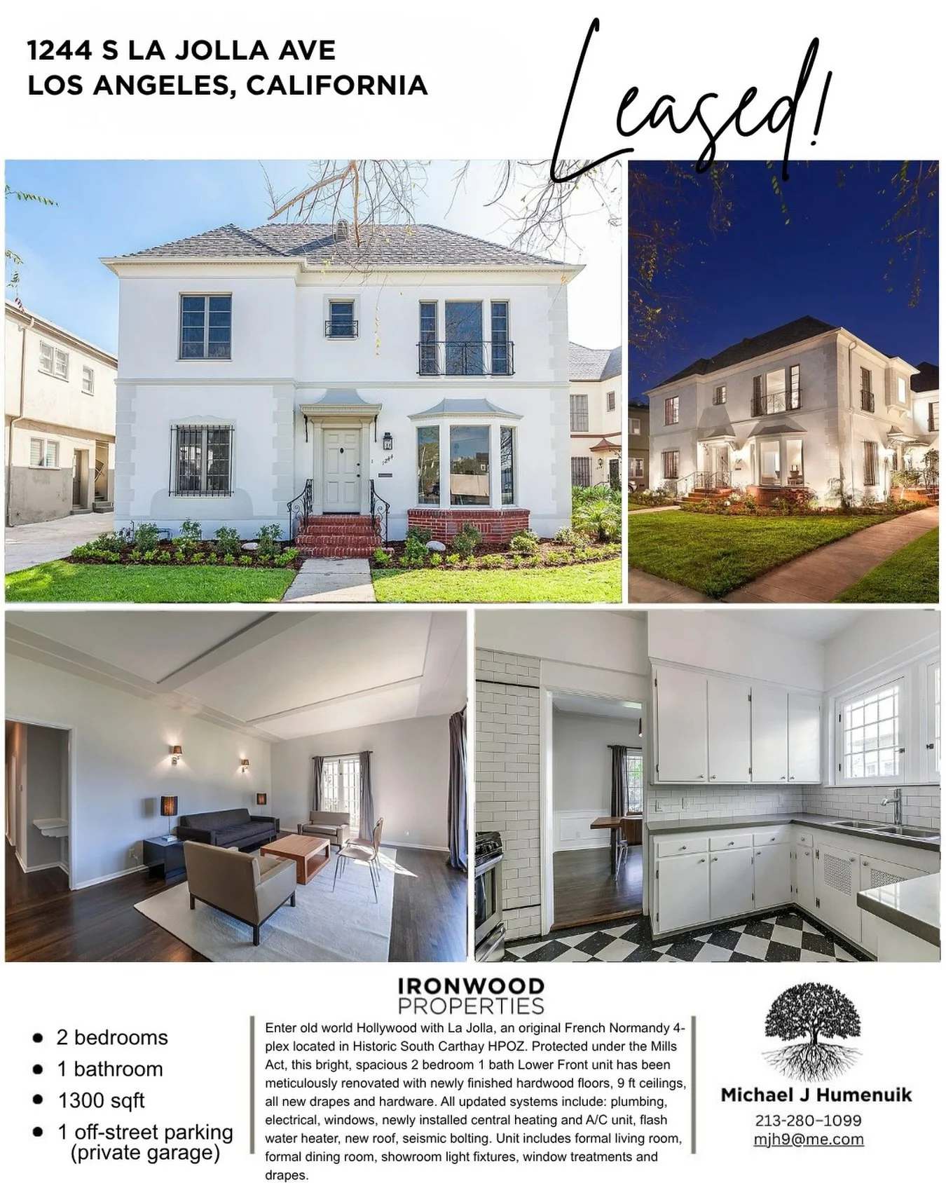 ✨ Another Successful Lease in Los Angeles ✨
1244 South La Jolla Avenue is now officially LEASED.

A beautiful French Normandy-style home, leased with the right pricing, presentation, and exposure.

The right strategy makes all the difference.

If you