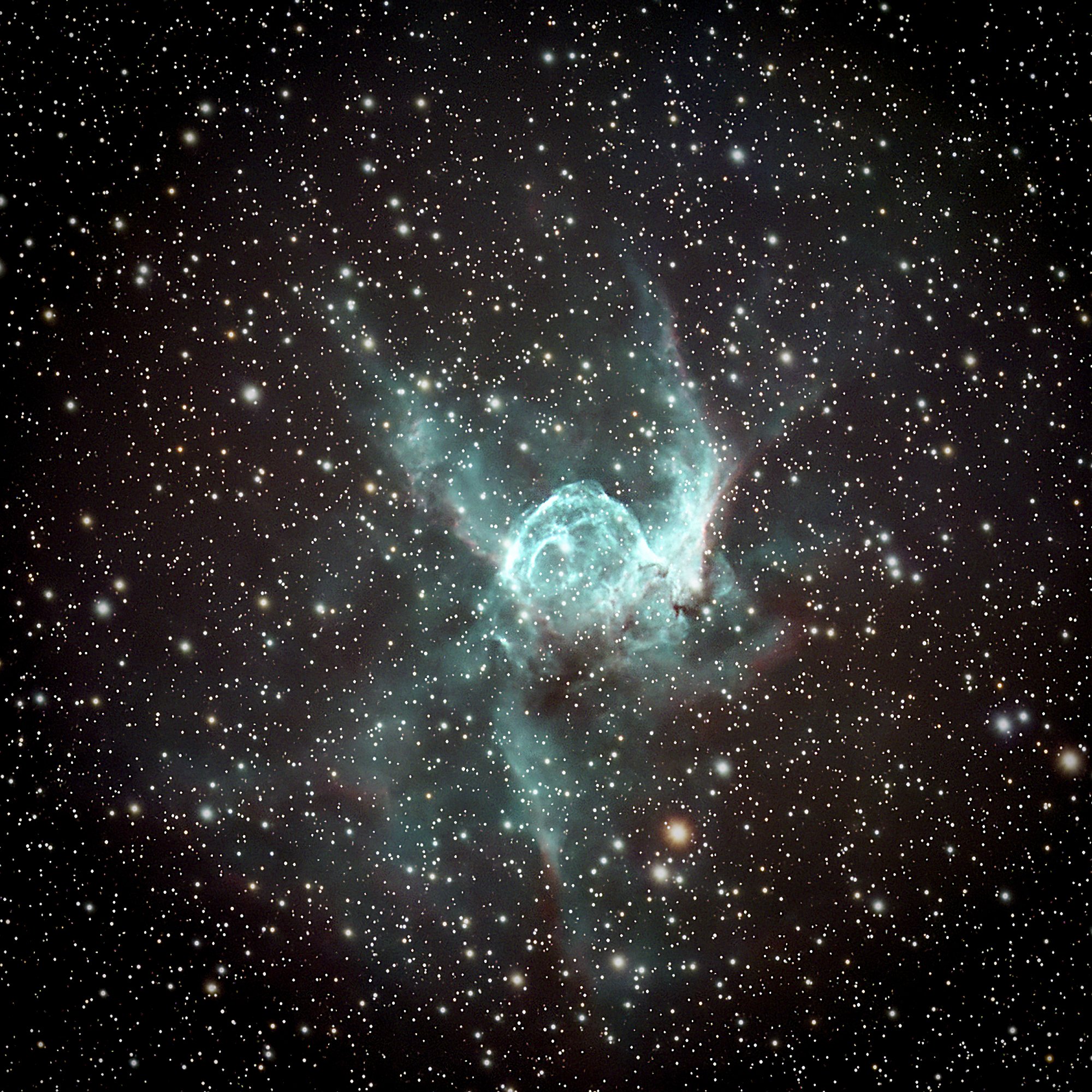 Thor's Helmet (NGC 2359) Roughly 5-hours total integration time split equally among RBG filters. The moon was at 87% during this imaging session.