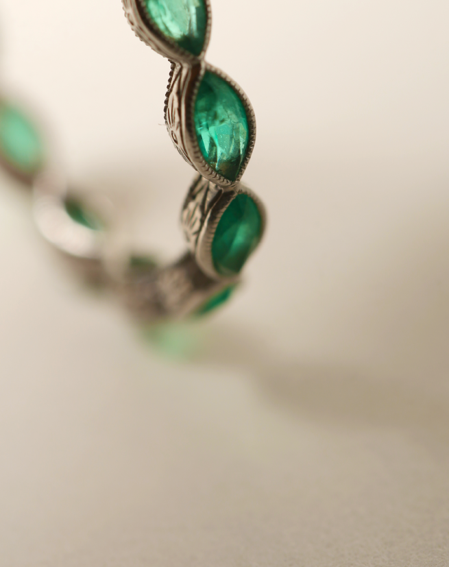 Green for Eternity — Art Deco Emerald Eternity Band