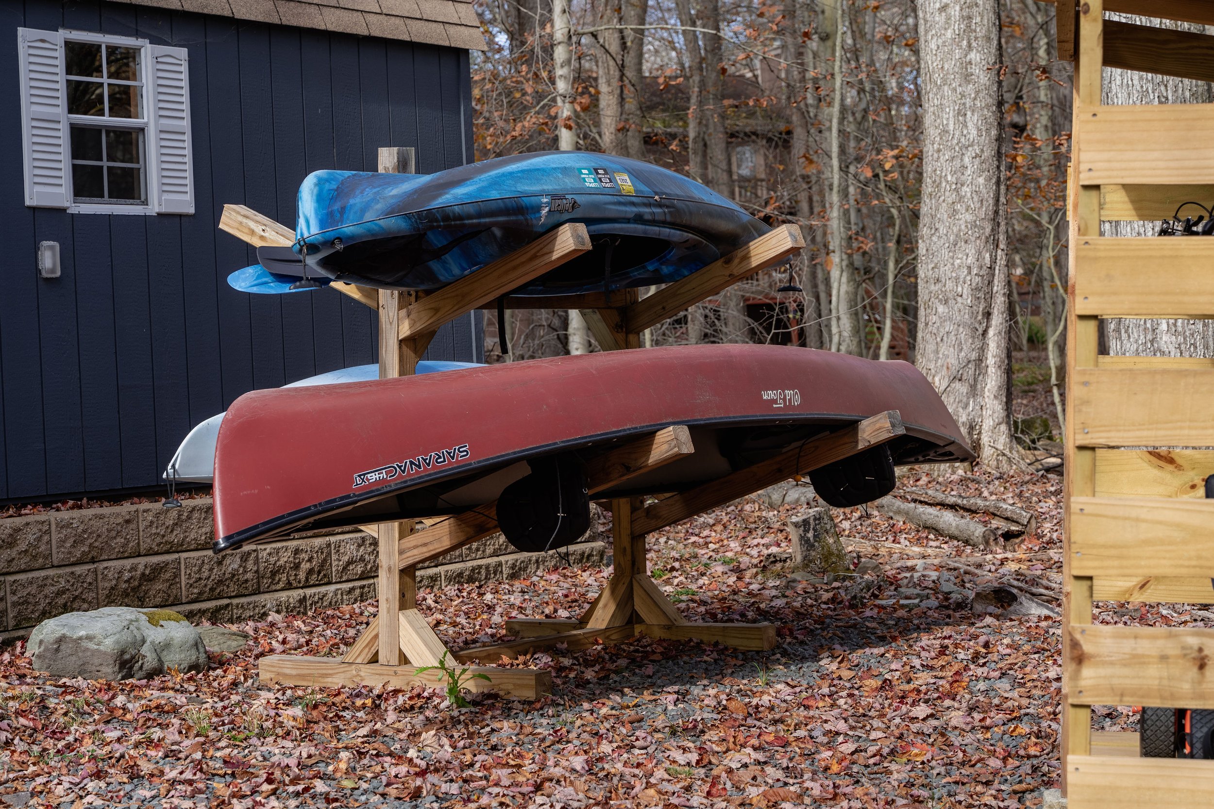 Kayaks are provided for guest enjoyment on ay of the three lakes from May until September.
