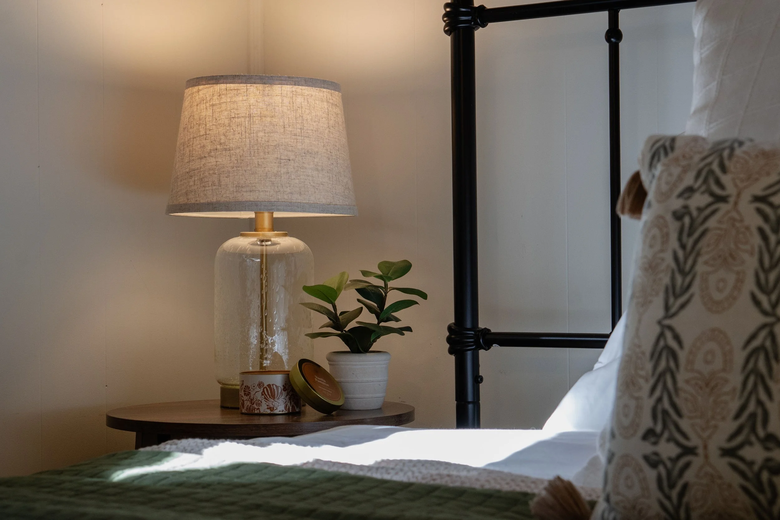 Night stands are featured in both bedrooms with multiple charging outlets. 